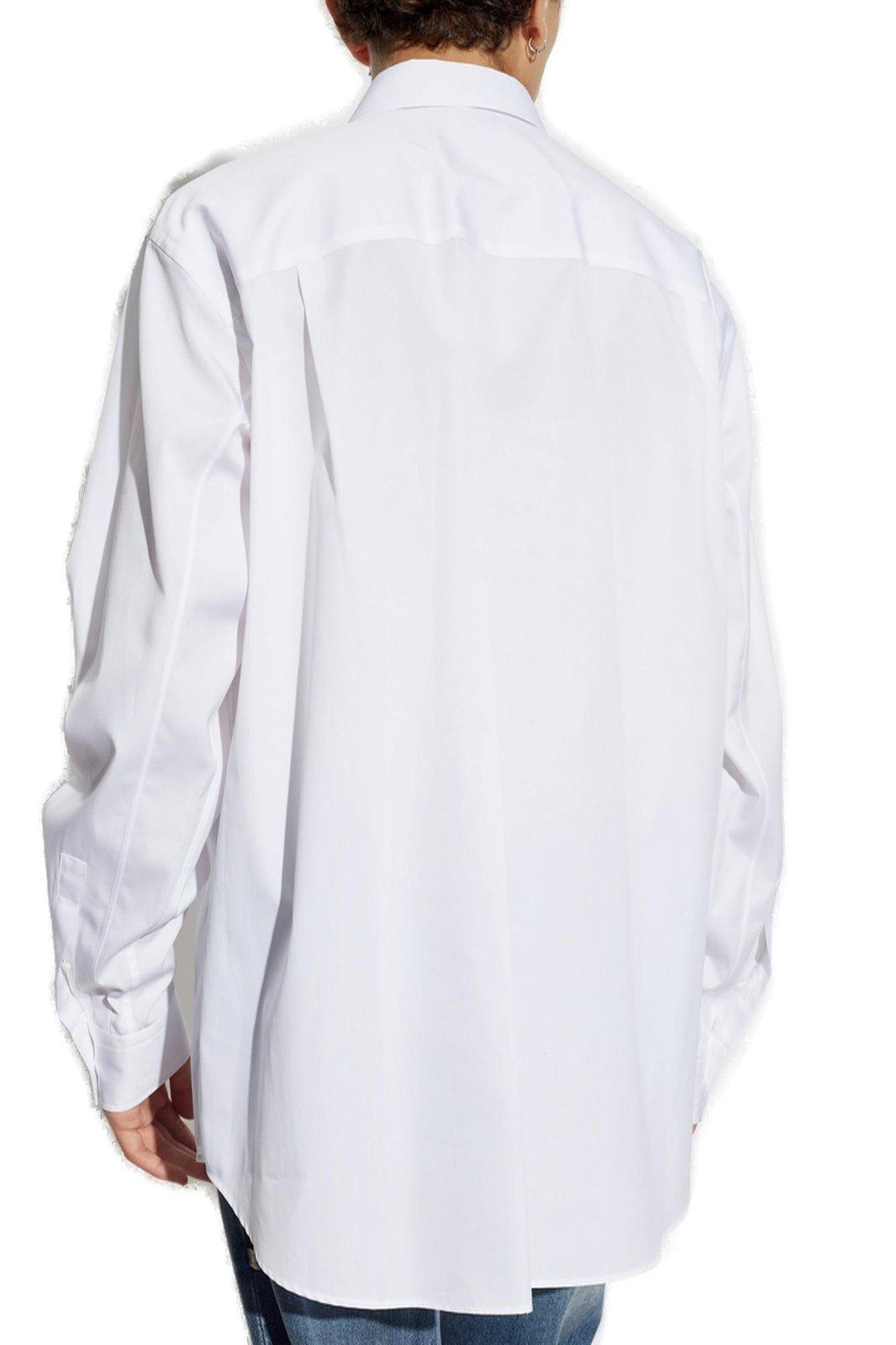 Alexander Mcqueen Classic Tailored Poplin Shirt For Men In Opticalwhite