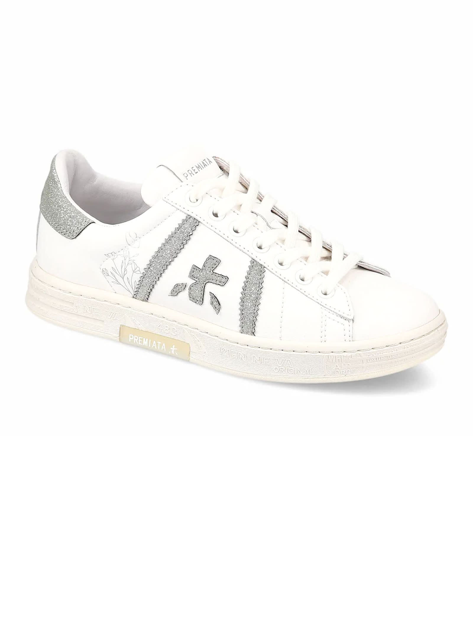 Shop Premiata Sneakers White In Bianco E Argento