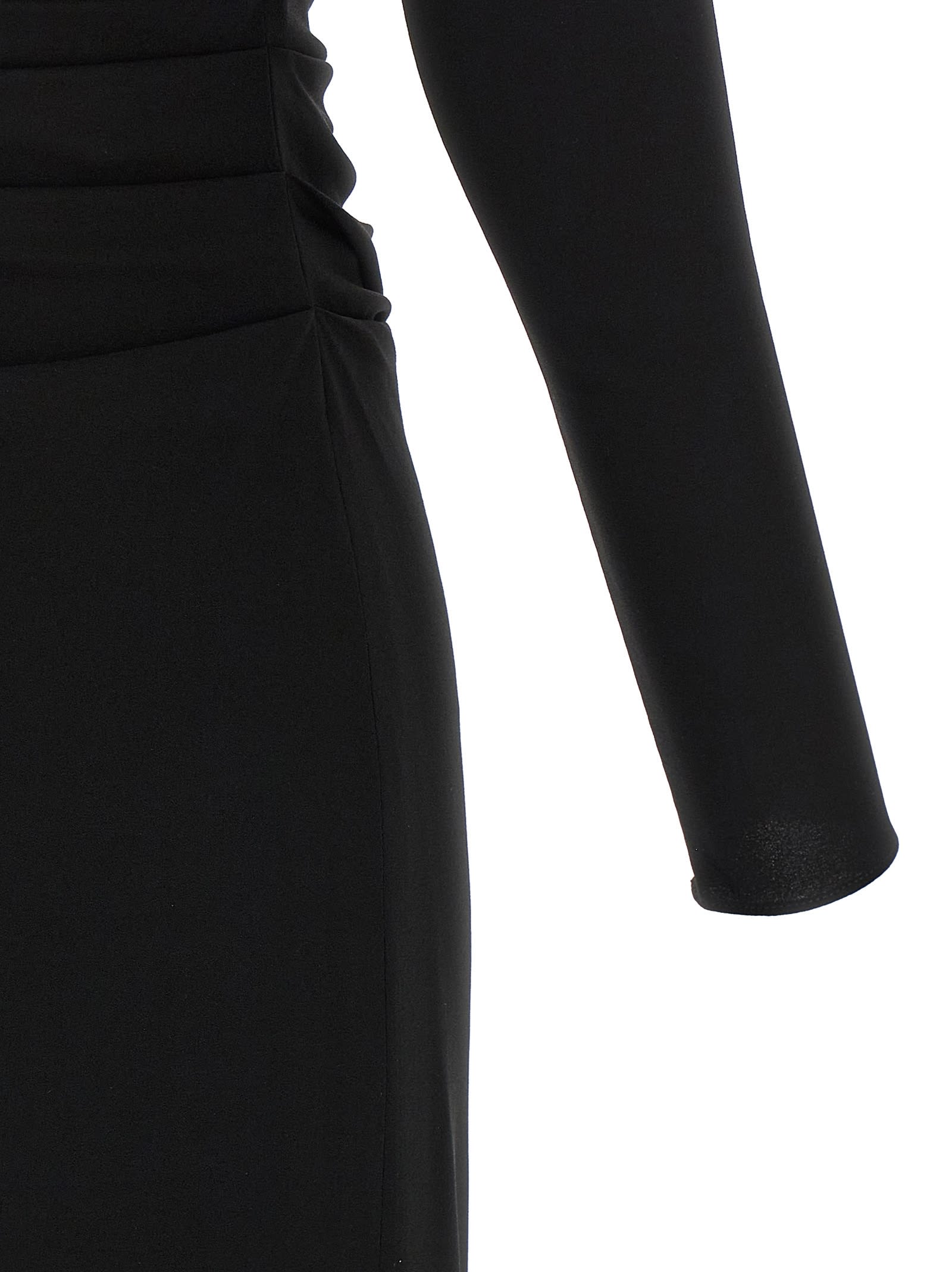 Dolce & Gabbana Draped V-neckline Midi Length Dress In Black
