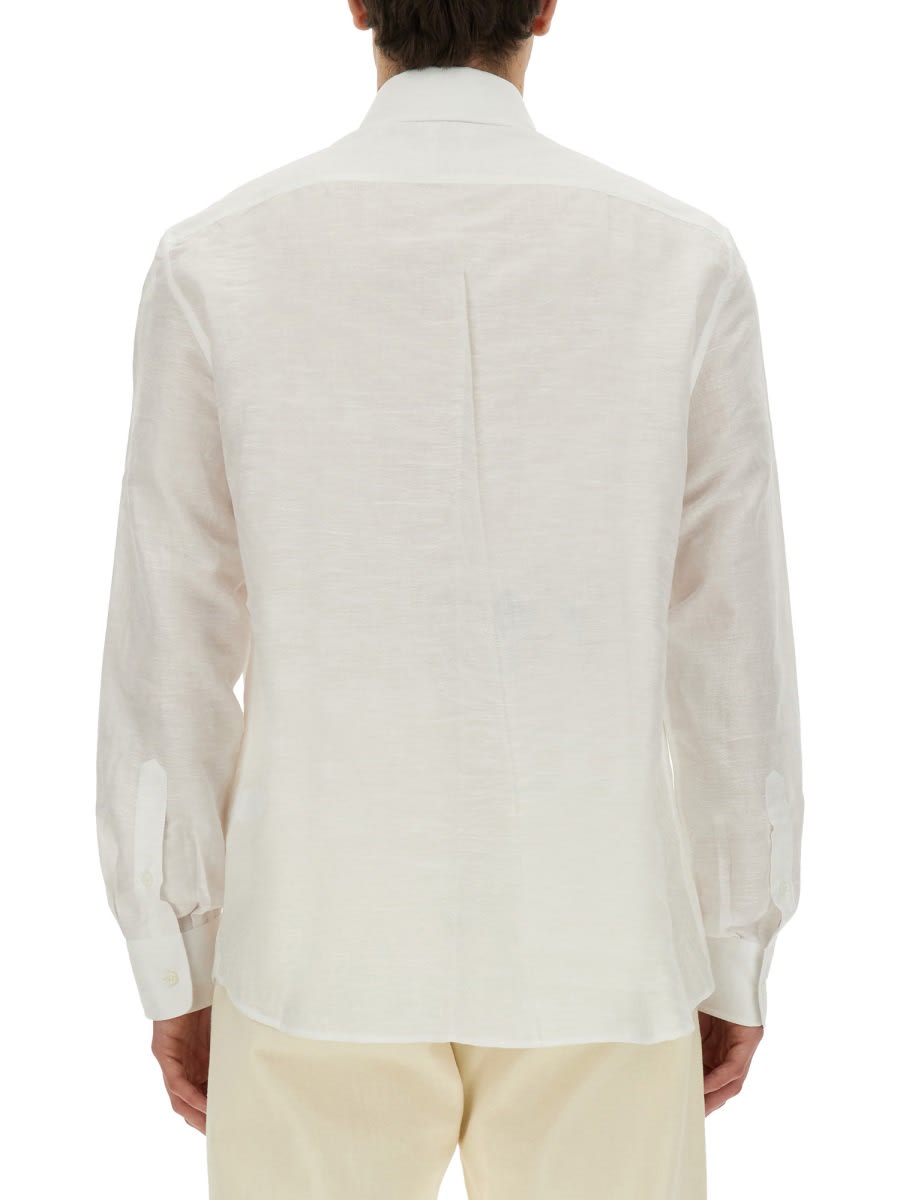 Shop Brunello Cucinelli Linen Blend Shirt In White