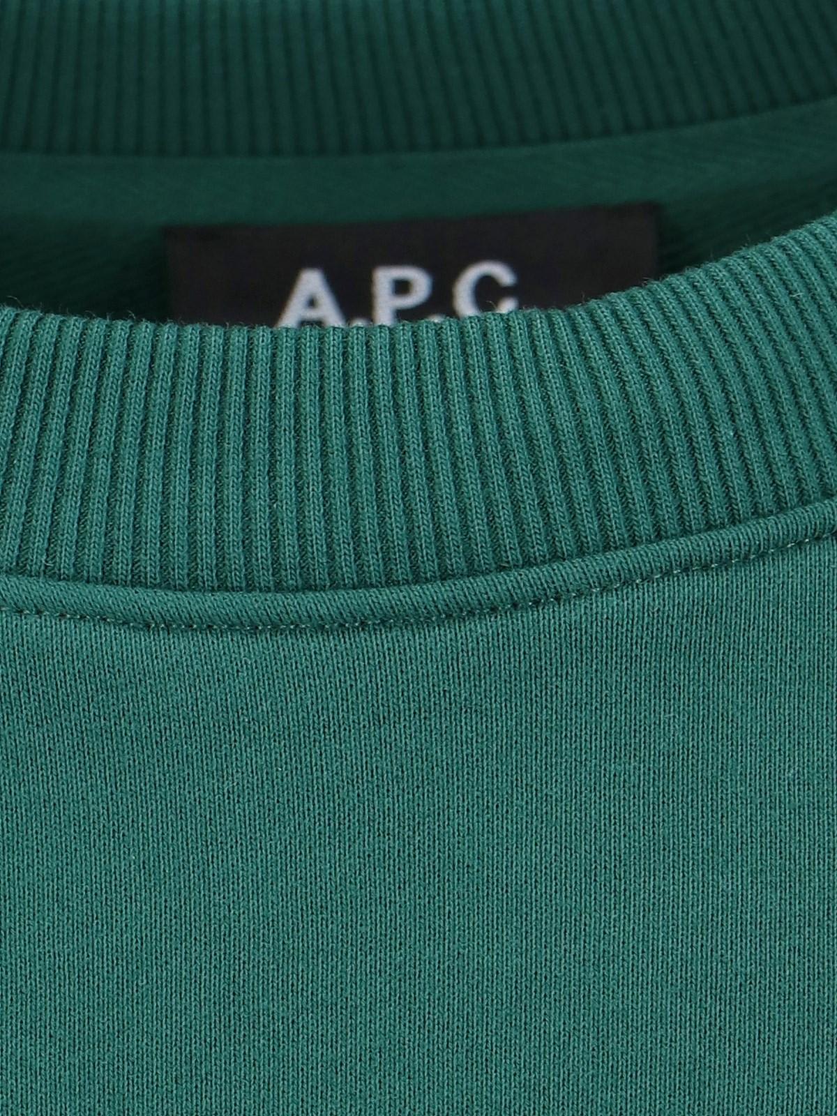 Shop Apc Logo Crewneck Sweatshirt In Kaf Dark Green