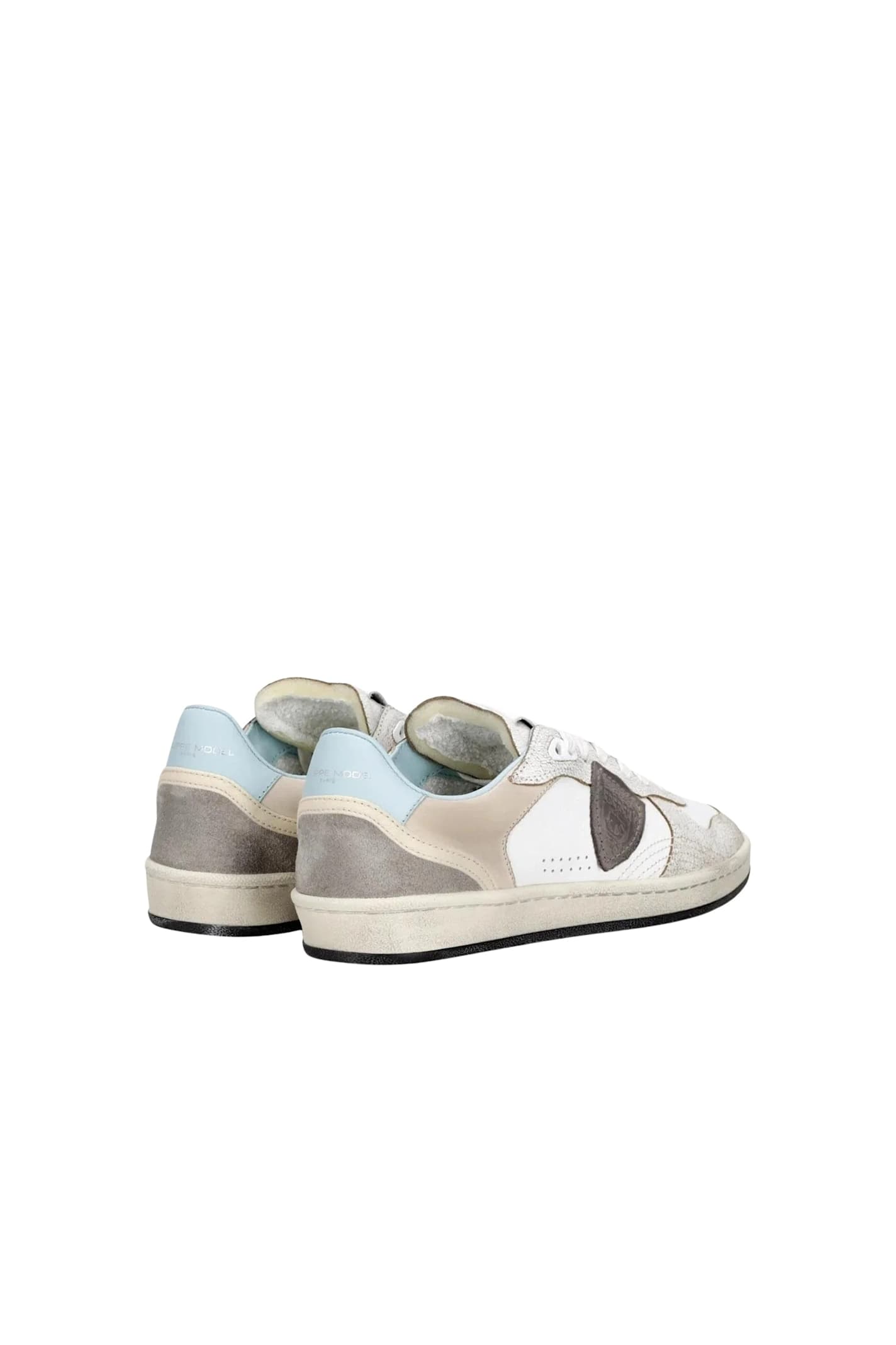 Philippe Model Veau Crackle Blanc Ciel Sneakers In Multi