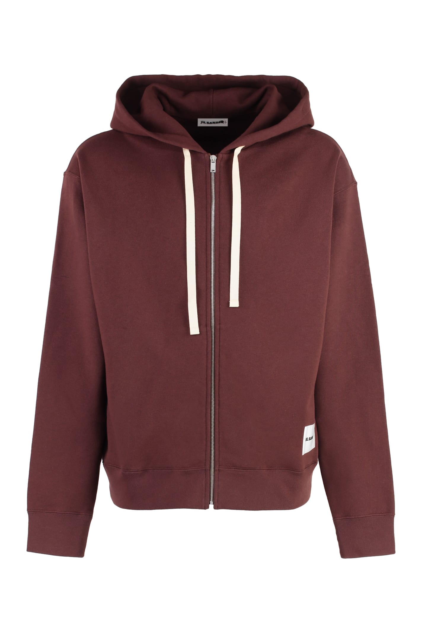 Shop Jil Sander Cotton Full-zip Sweatshirt In Red-purple Or Grape