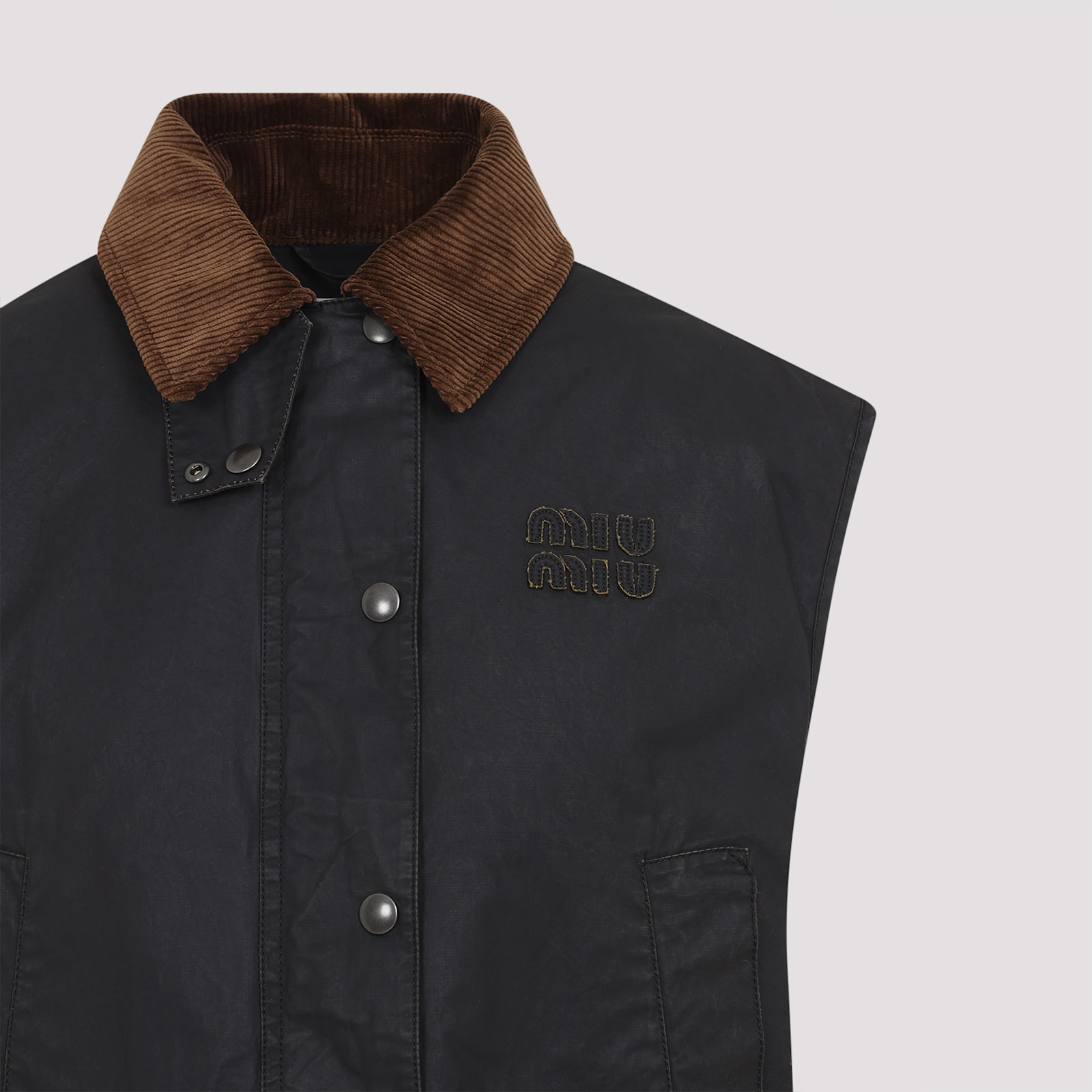 Miu Miu Corduroy Collar Jacket In Black