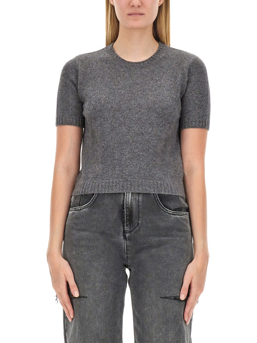 Shop Maison Margiela Wool Jersey. In Grey