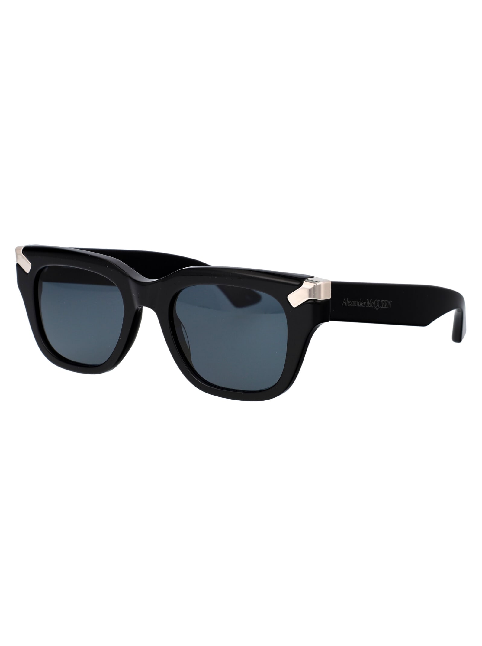 Shop Alexander Mcqueen Am0439s Sunglasses In 002 Black Black Blue