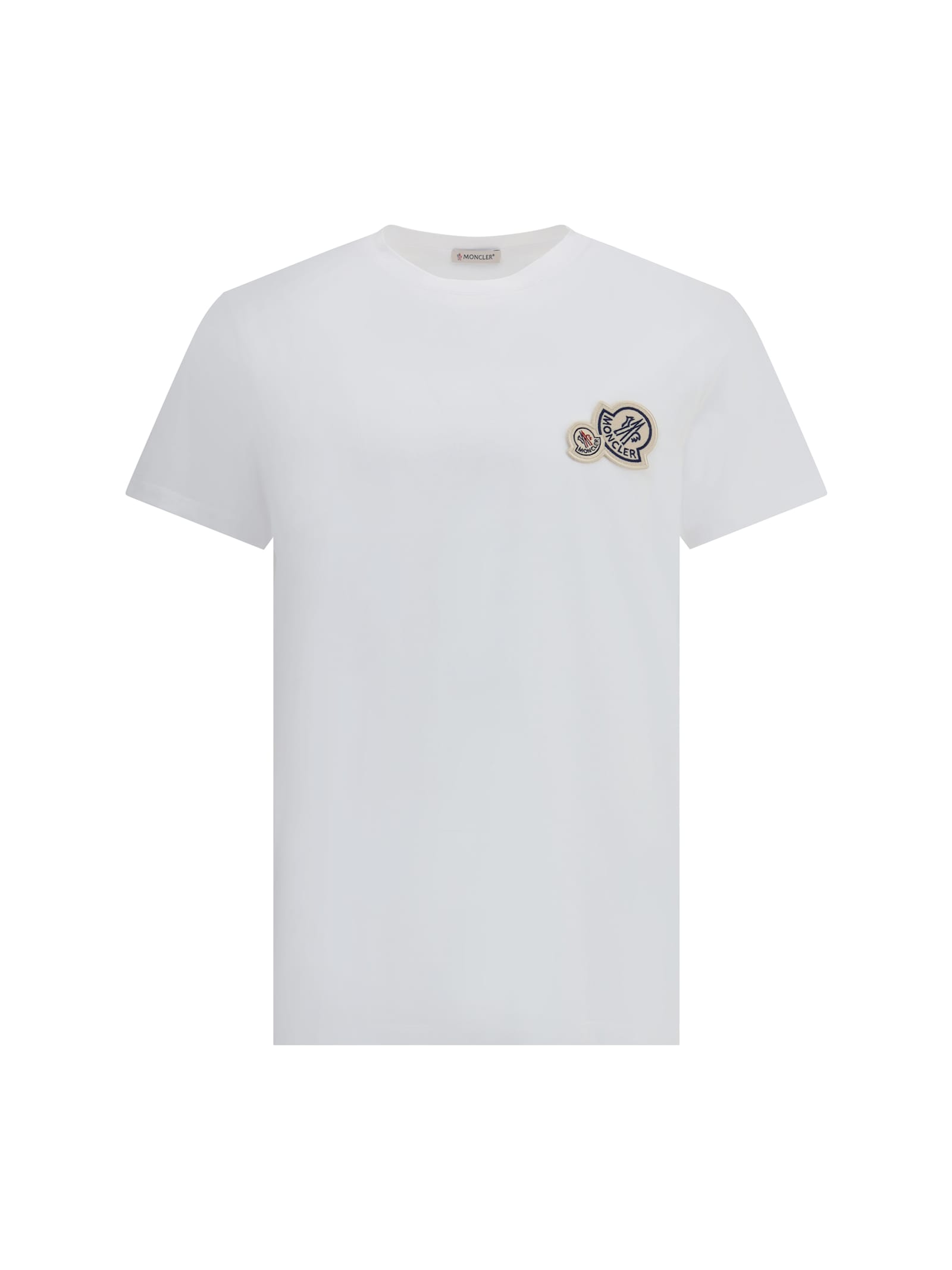 Moncler Double Logo Patch Cotton T-shirt In White