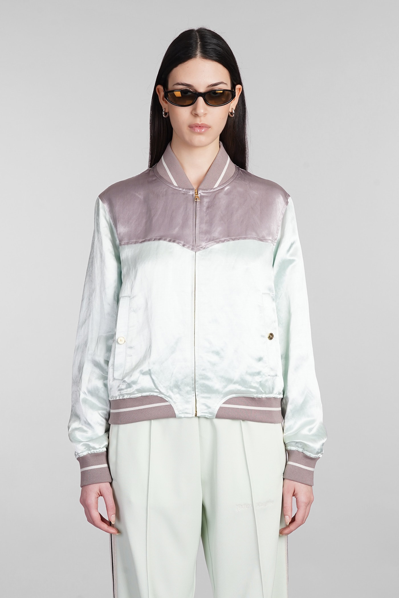 Palm Angels Bomber In Green Linen
