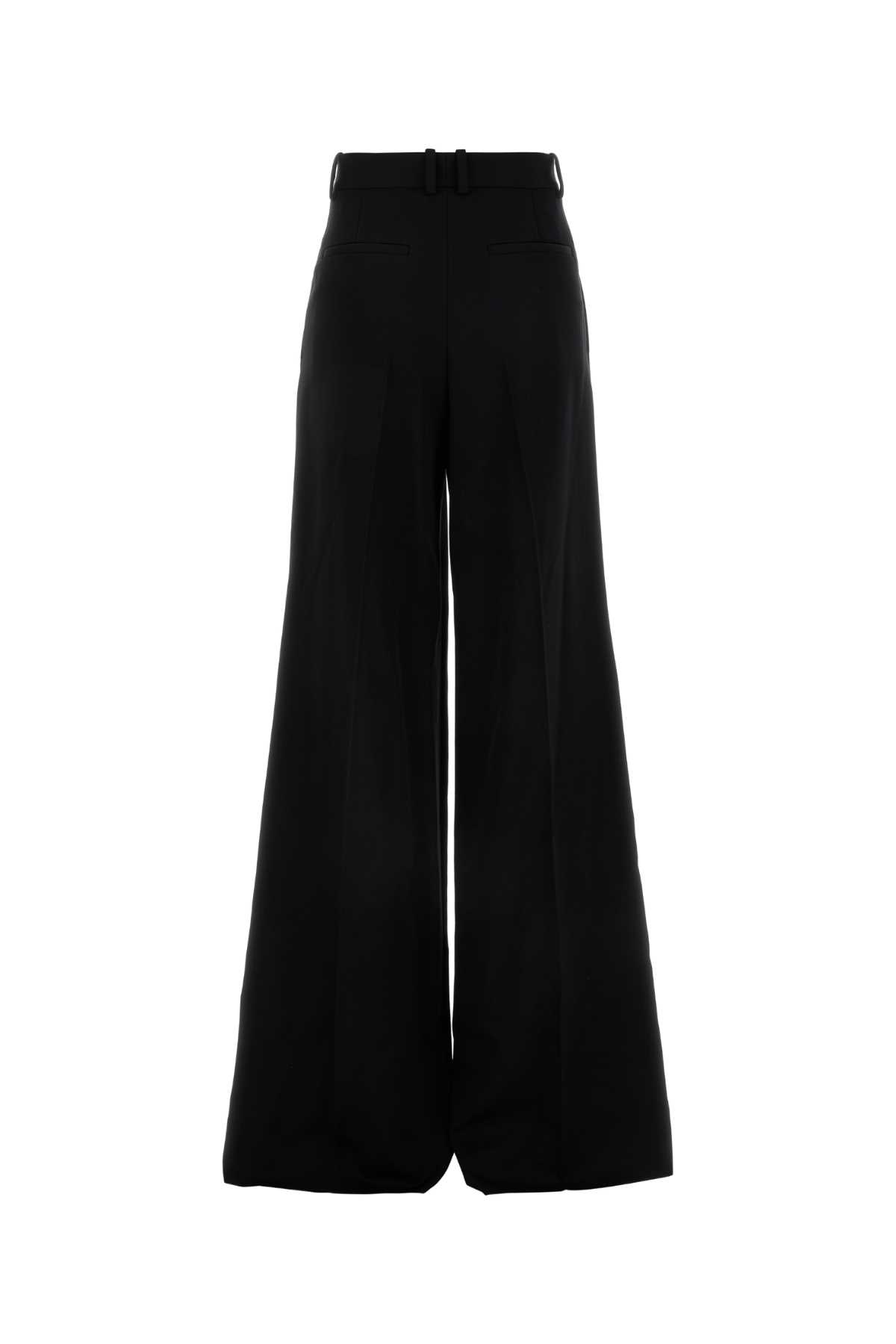 Shop Saint Laurent Black Wool Wide-leg Pant In Noir