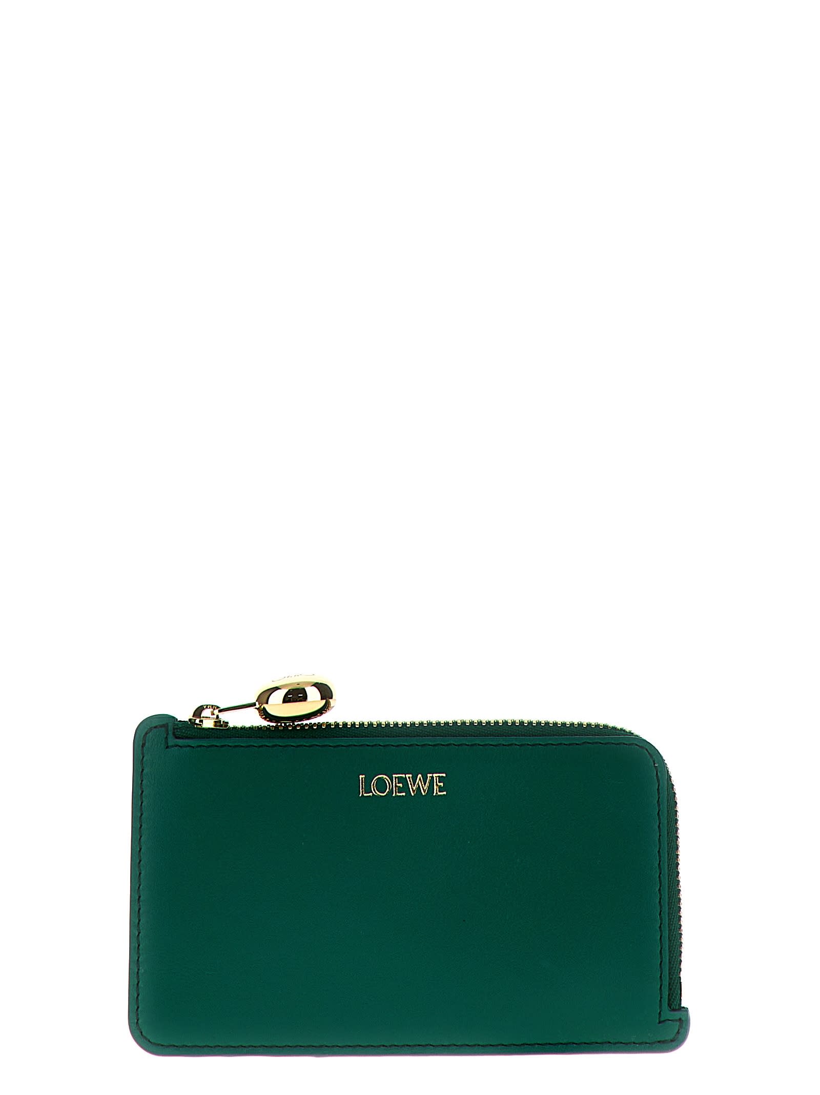 Loewe Embossed Logo Card Holder In Green