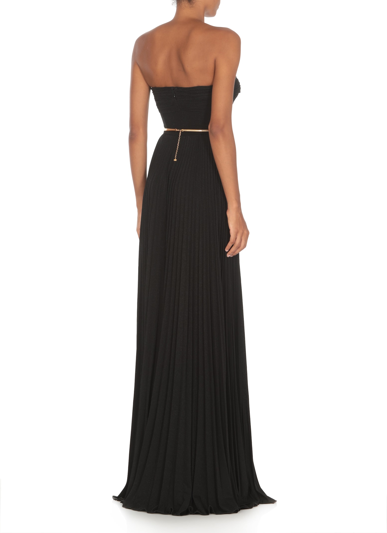 Shop Elisabetta Franchi Lurex Red Carpet Dress In Black