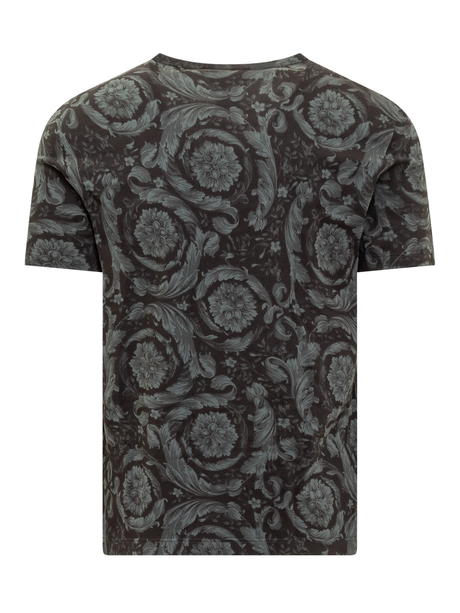 Shop Versace Barocco Underwear T-shirt In Nero-grigio