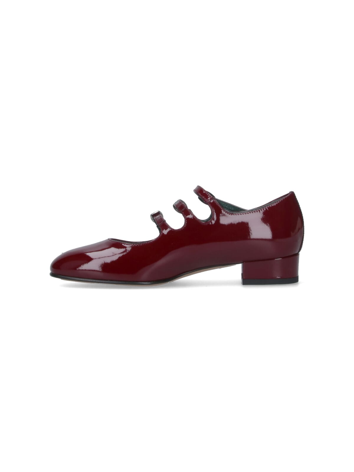 Carel Triple Strap Round Toe Patent Pumps In Red