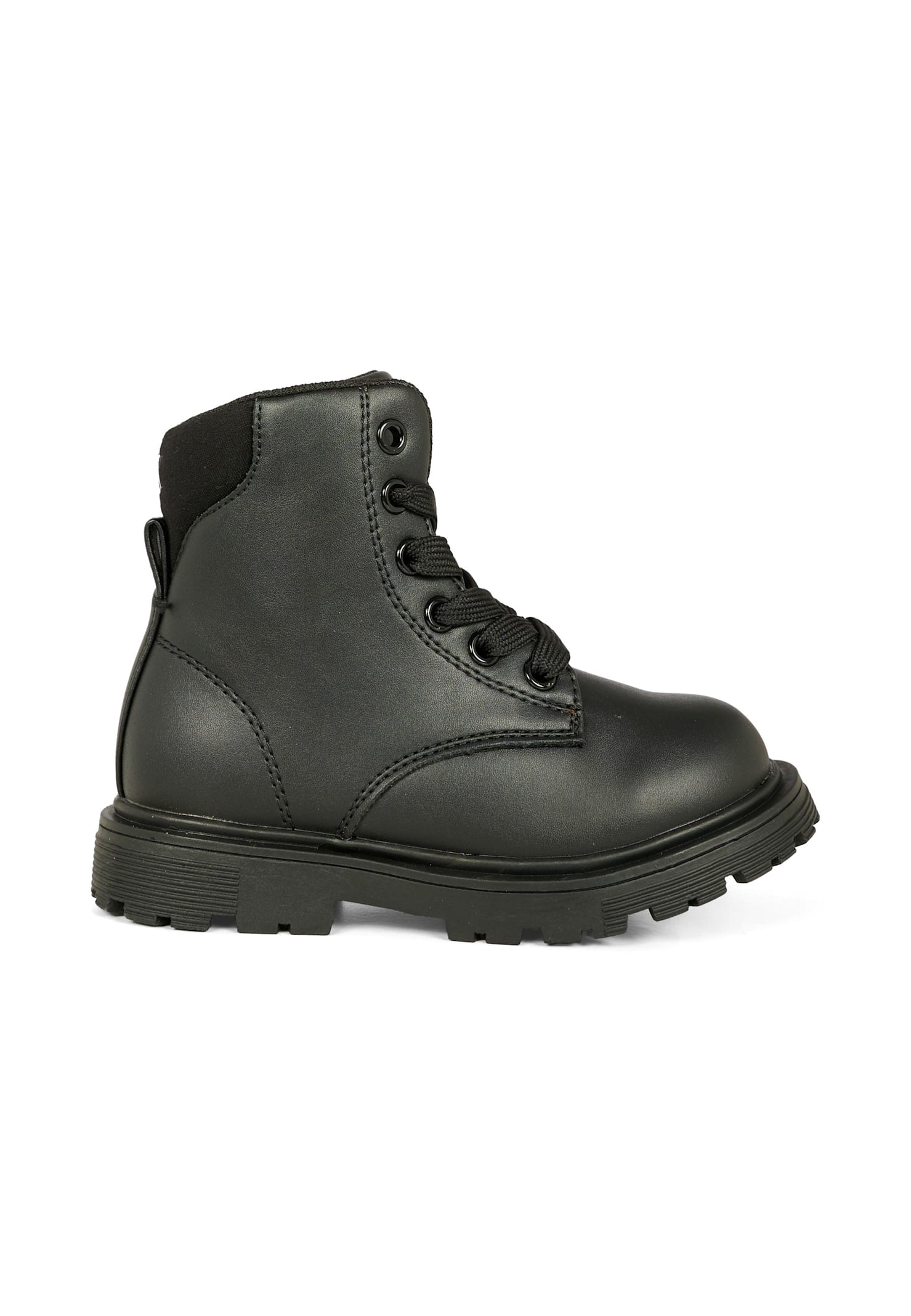 Calvin Klein Black Combat Boots For Kids With Logo In Black