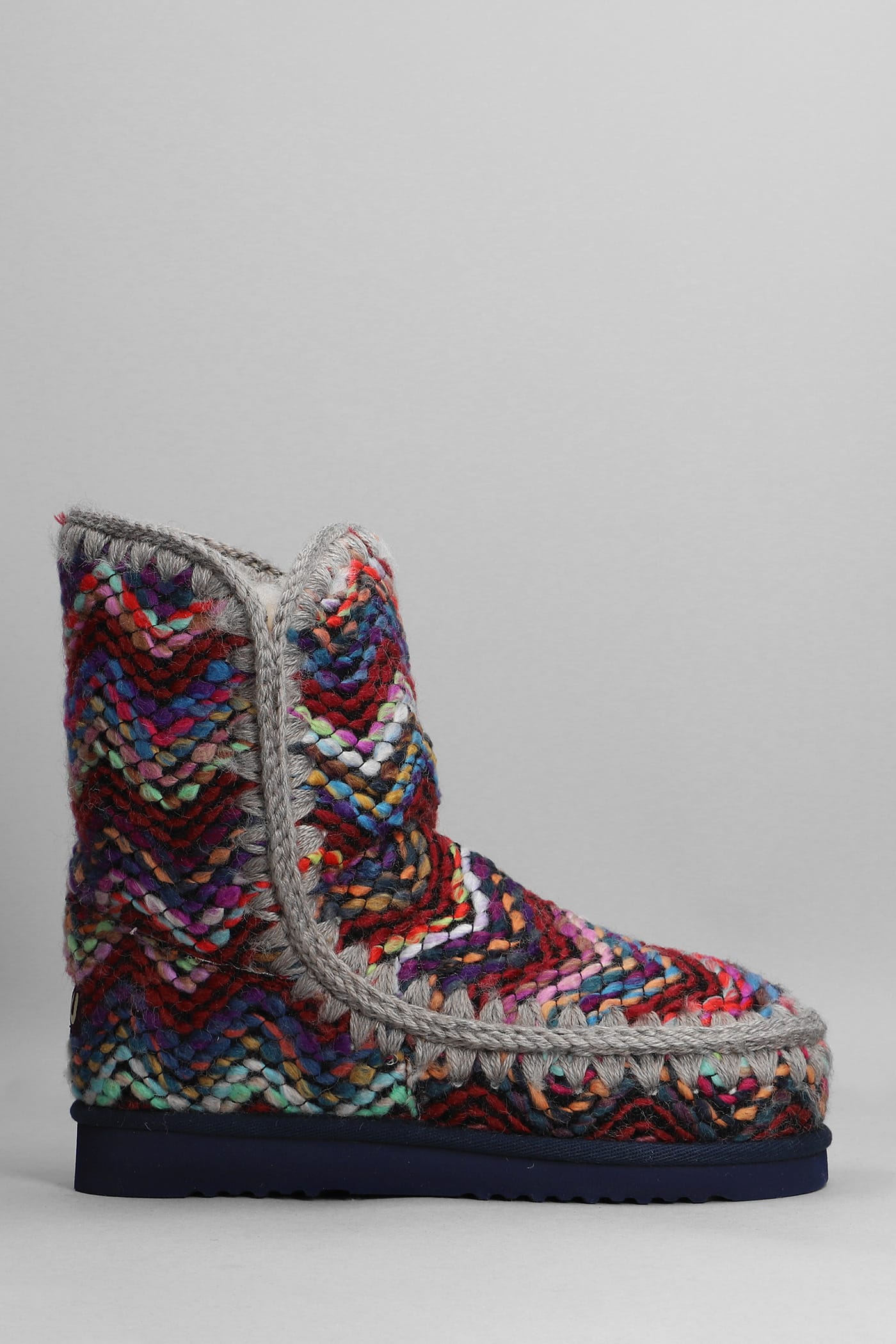 Mou Eskimo 24 Low Heels Ankle Boots In Multicolor Wool