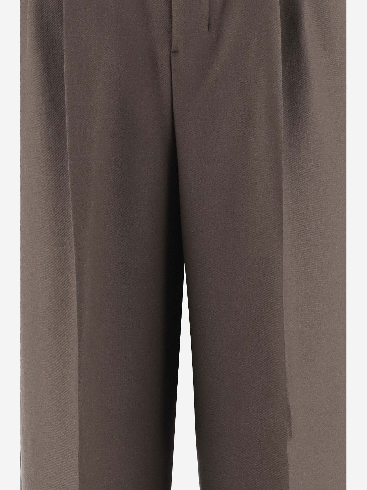 Shop Ami Alexandre Mattiussi Wool Pants In Brown