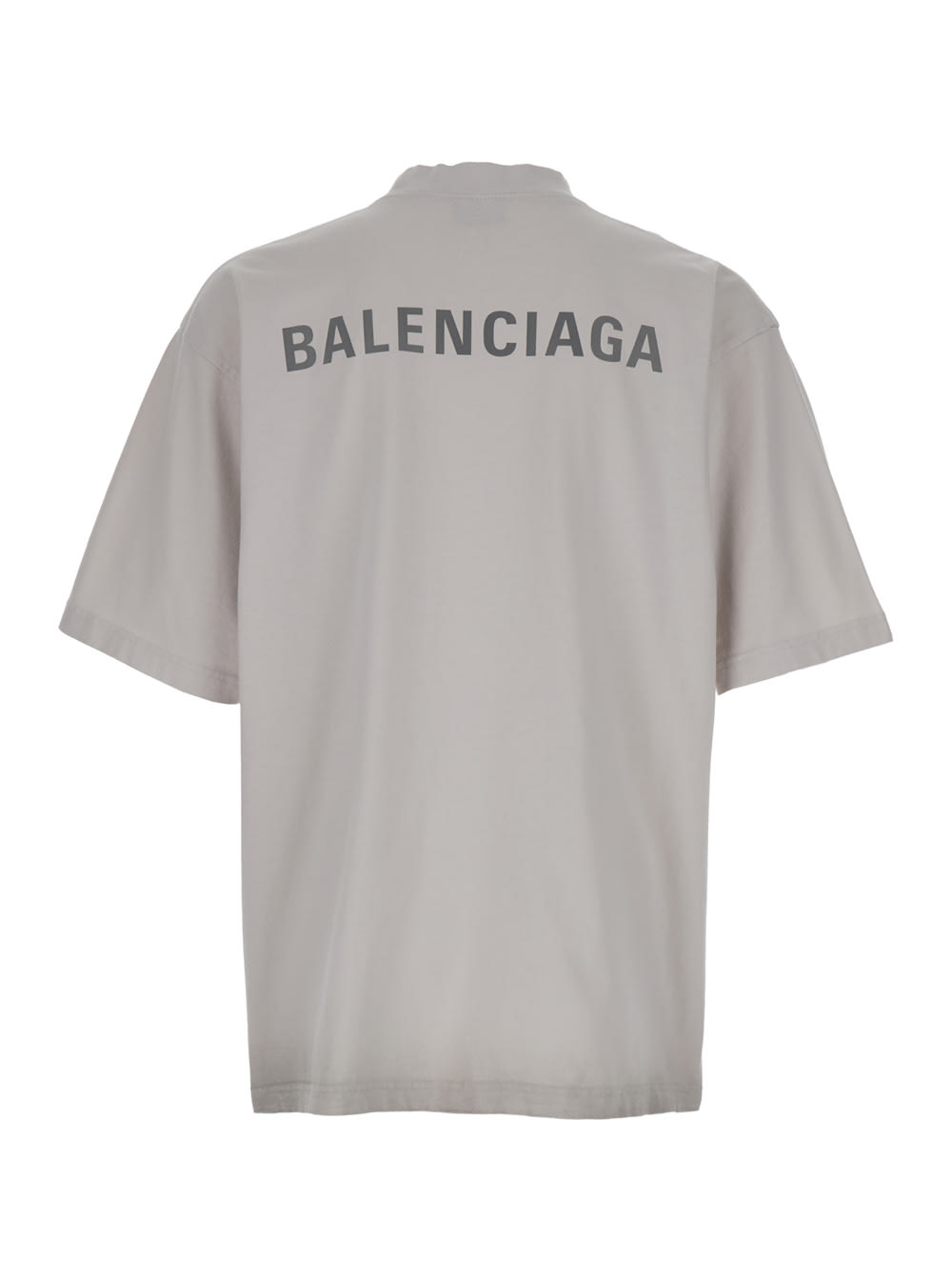 Shop Balenciaga Grey T-shirt With Logo Lettering In Jersey Man