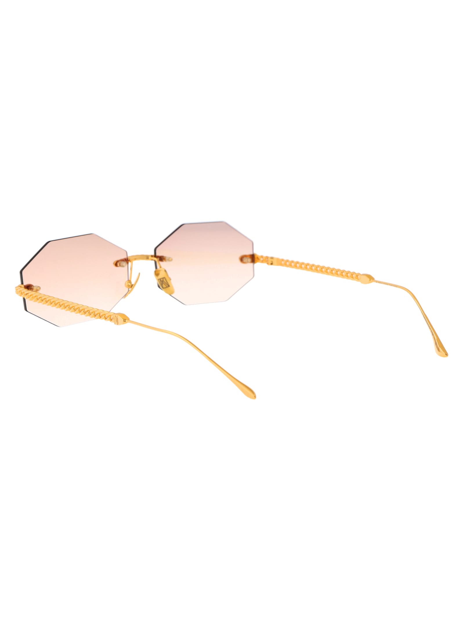 Shop Anna-karin Karlsson Chain Nest Sun Octagonal Sunglasses In Gold Tobacco