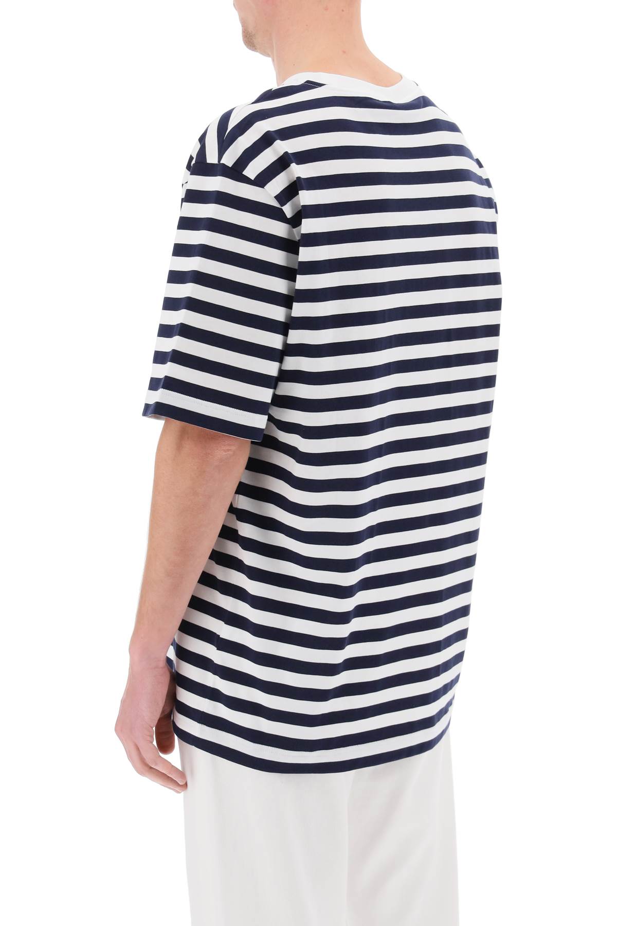Shop Versace Striped T-shirt In White