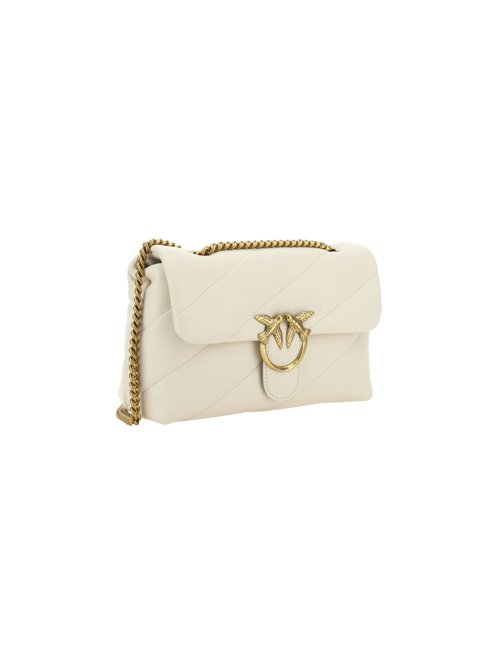 Pinko Love Classic Shoulder Bag In Bianco Seta