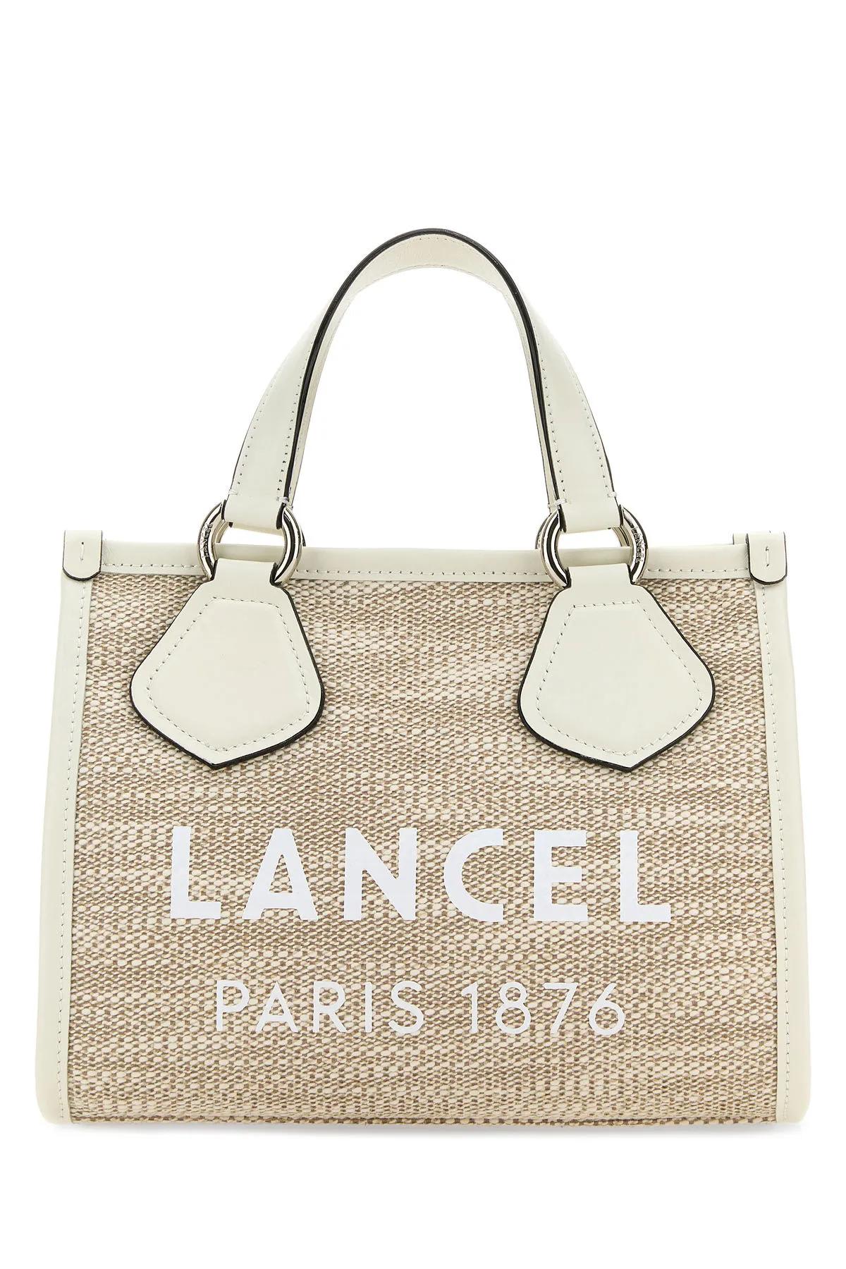 Shop Lancel Two-tone Canvas Summer Shopping Bag In Natural