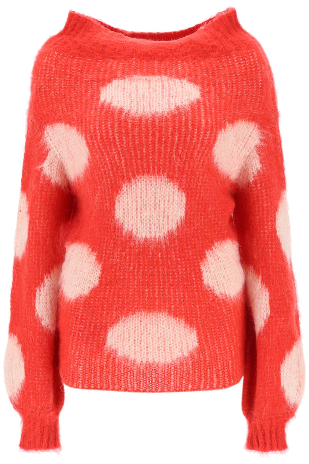 Shop Marni Jacquard-knit Sweater With Polka Dot Motif In Tulip (white)
