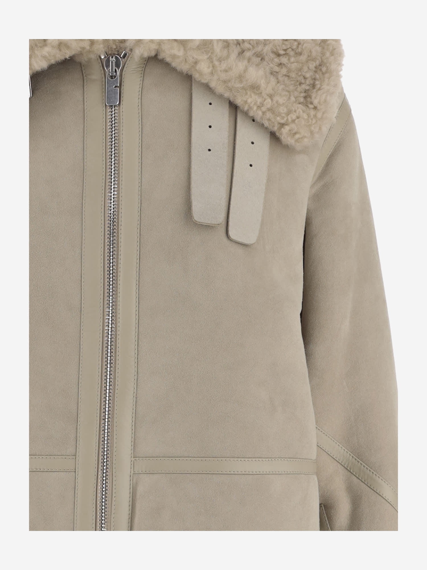 Shop Burberry Shearling Jacket In Beige