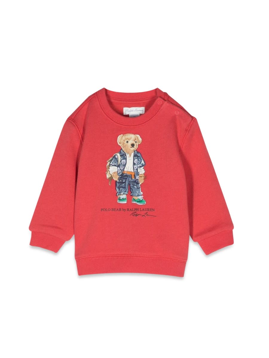 Shop Polo Ralph Lauren Bear Crewneck Sweatshirt In Red