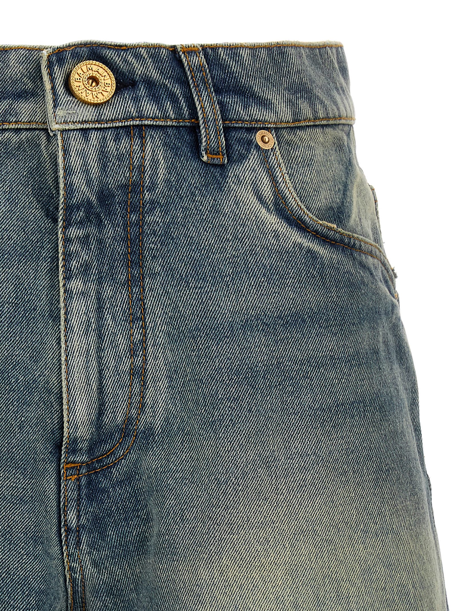 Shop Balmain Vintage Denim Shorts In Bleu Jean