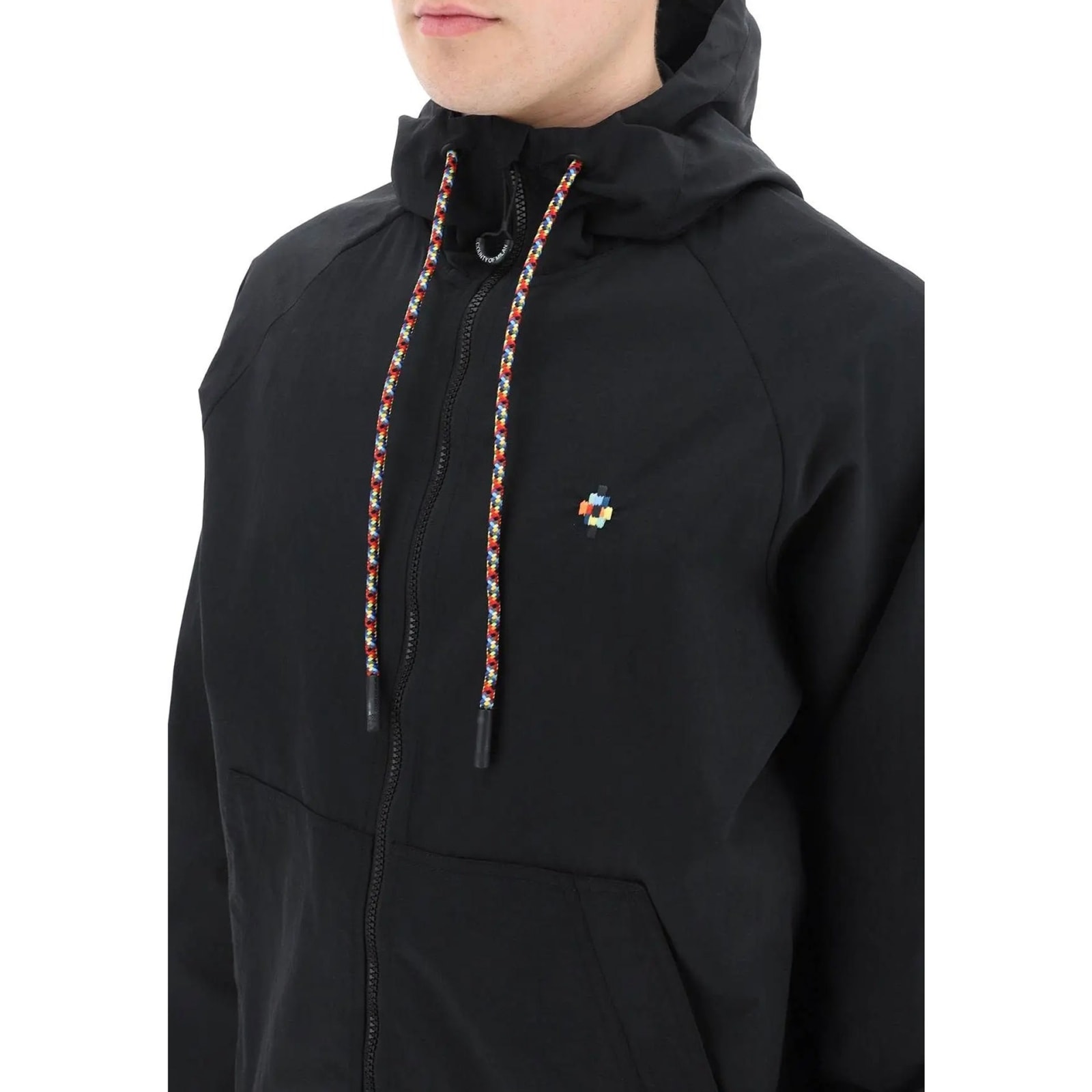 Marcelo Burlon County Of Milan Black Lightweight Windbreaker Jacket In Nero