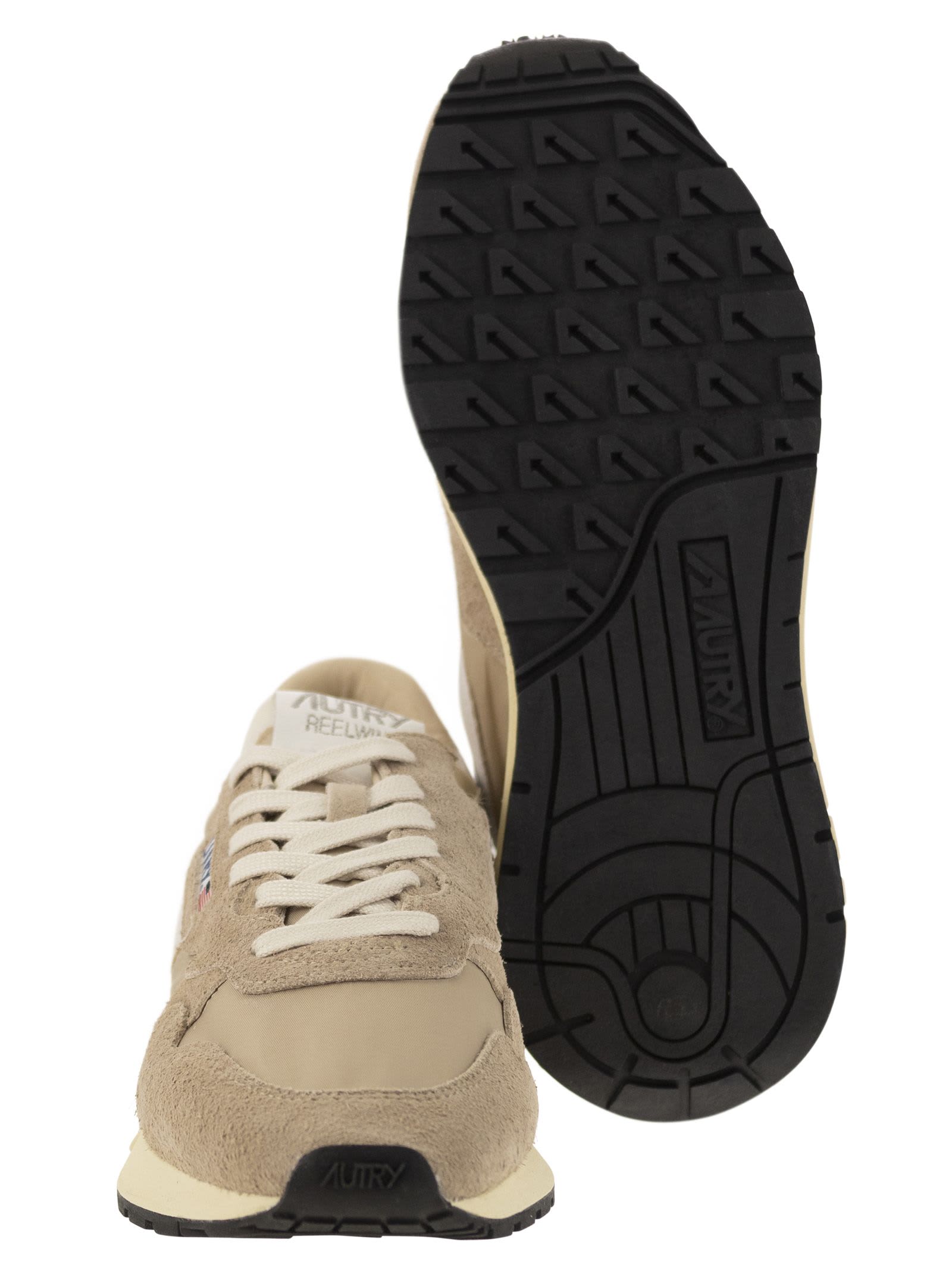 Shop Autry Reelwind - Suede And Technical Textile Trainer In Beige