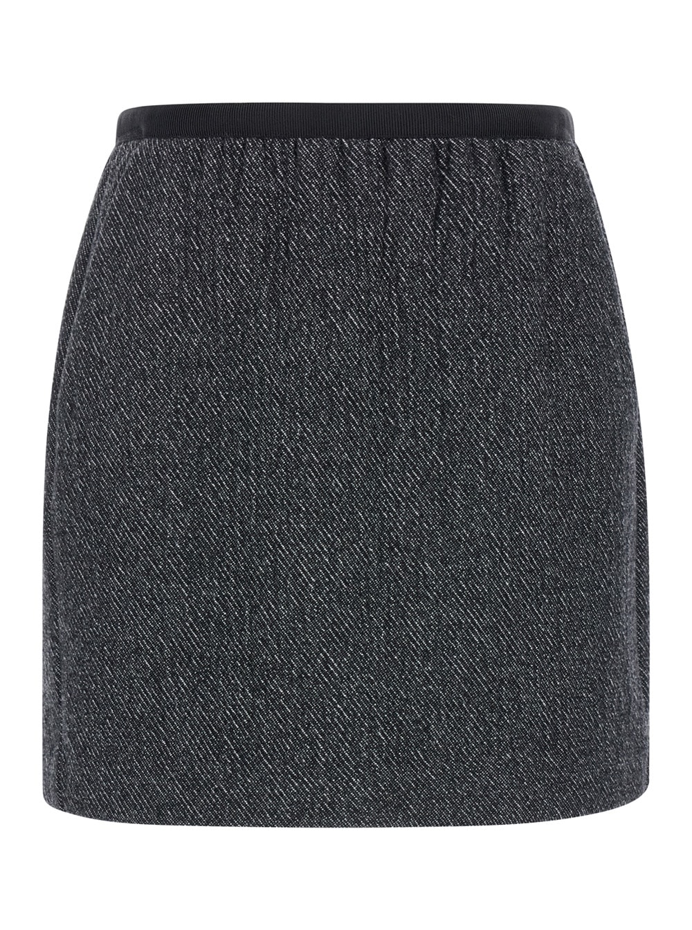 pista Grey Miniskirt With Elastic Waist In Wool Blend Woman