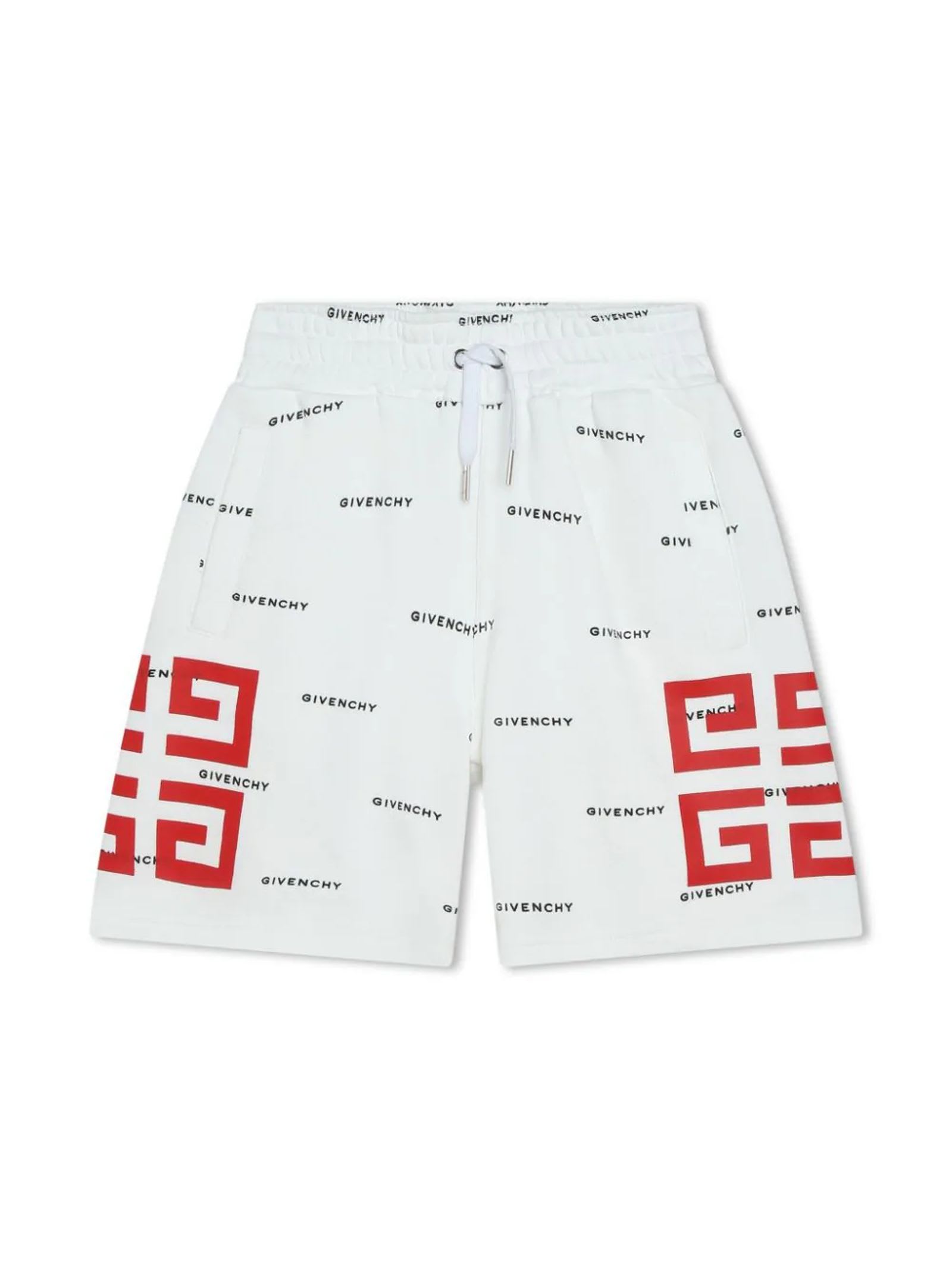 Givenchy 4g Logo-print Track Shorts In Bianco E Nero
