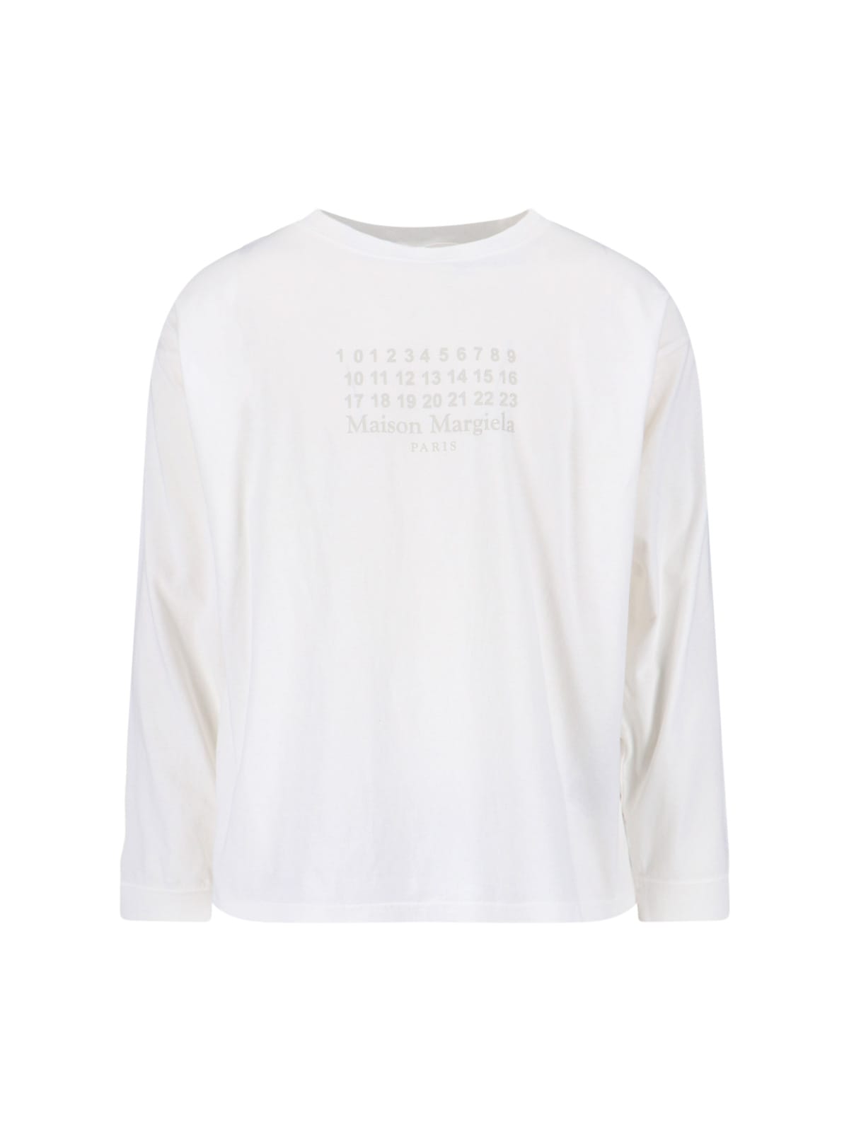 Maison Margiela Long-sleeve Cotton T-shirt With Numeric Logo And Four Stitches In Burgundy