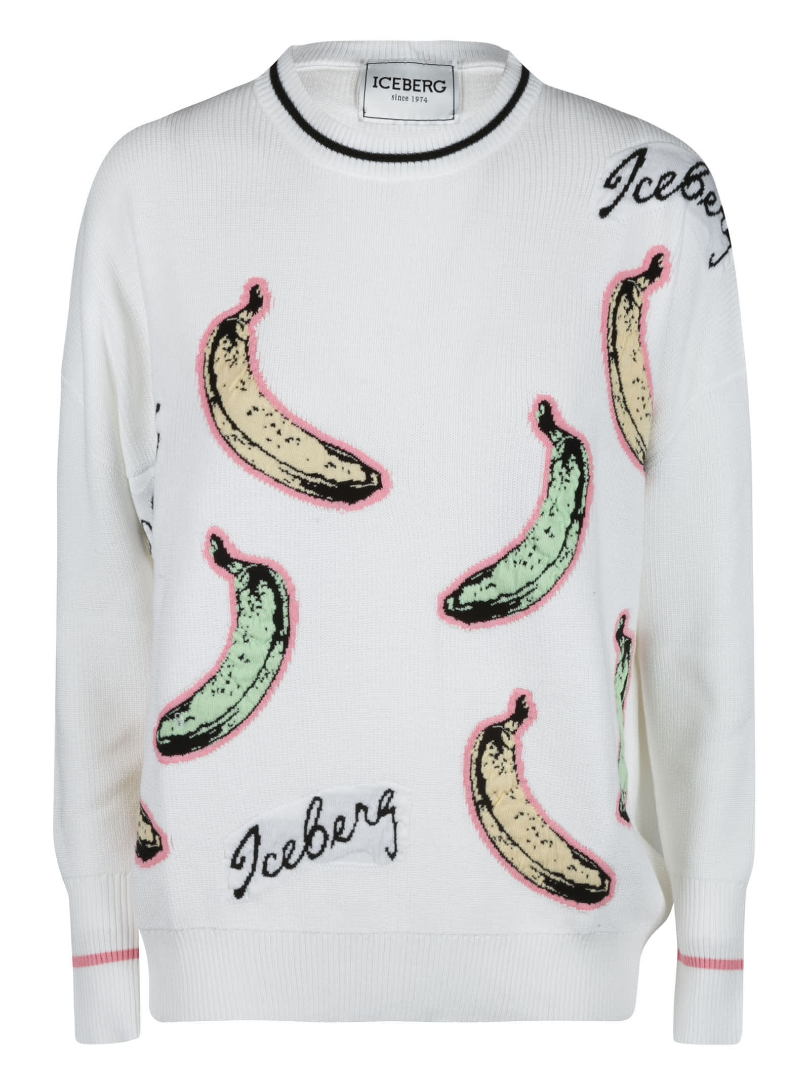 Iceberg Rib Knit Banana & Logo Patched Sweatshirt