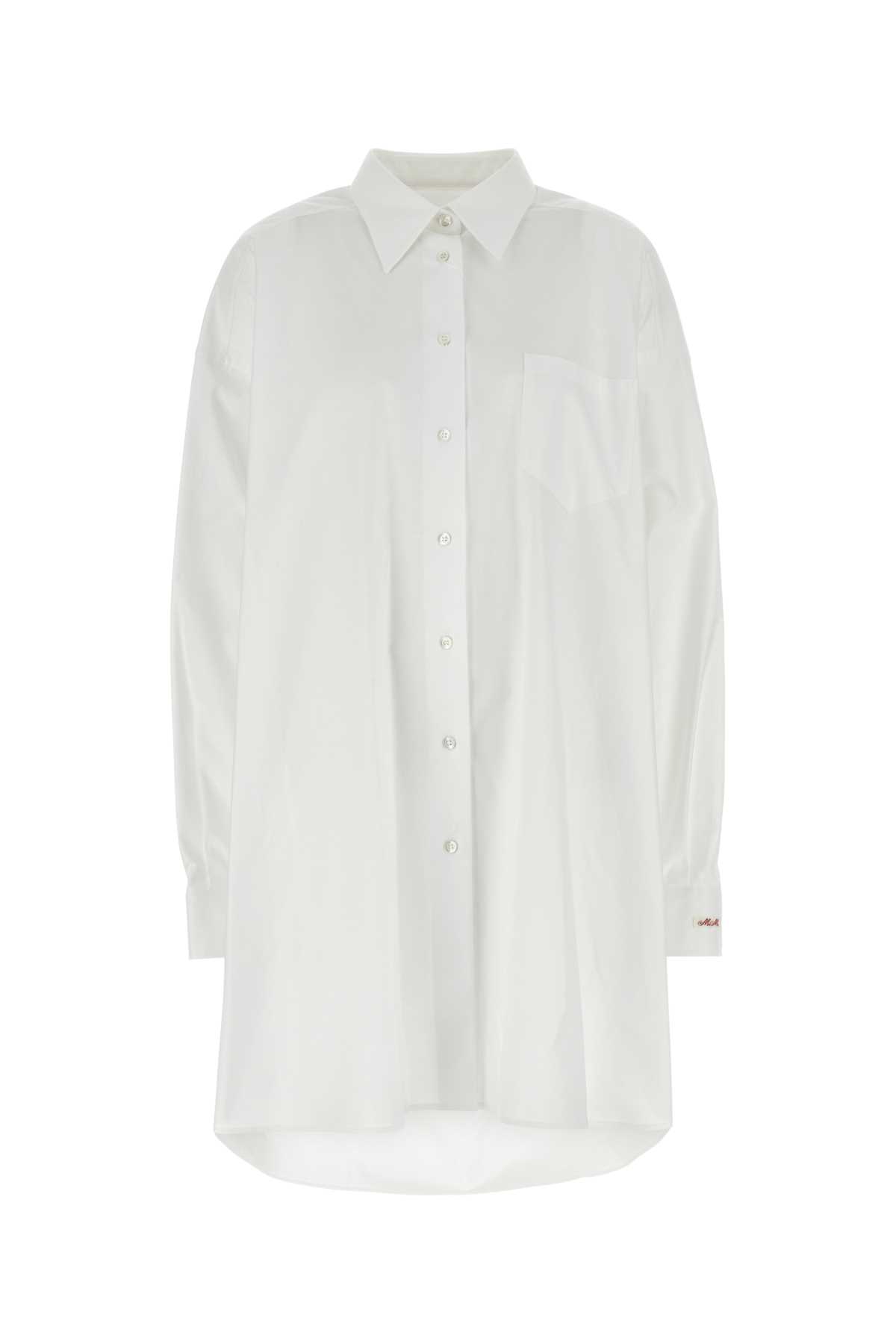 Shop Maison Margiela White Oxford Shirt Dress In Opticalwhite