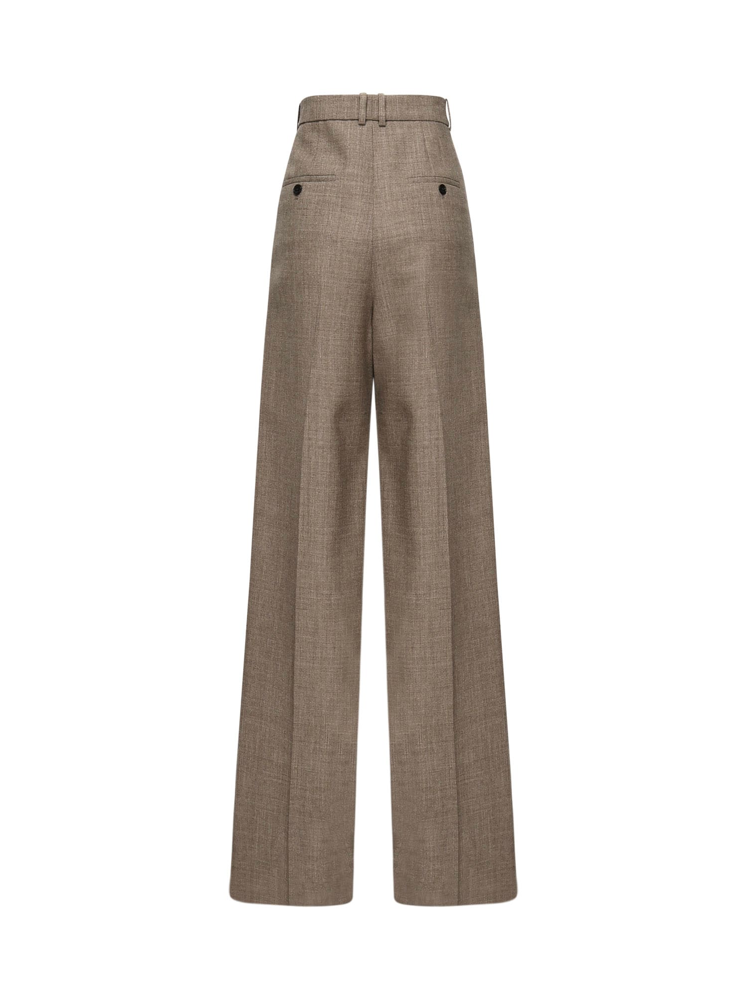 Saint Laurent Wide-leg Wool Trousers In Brown