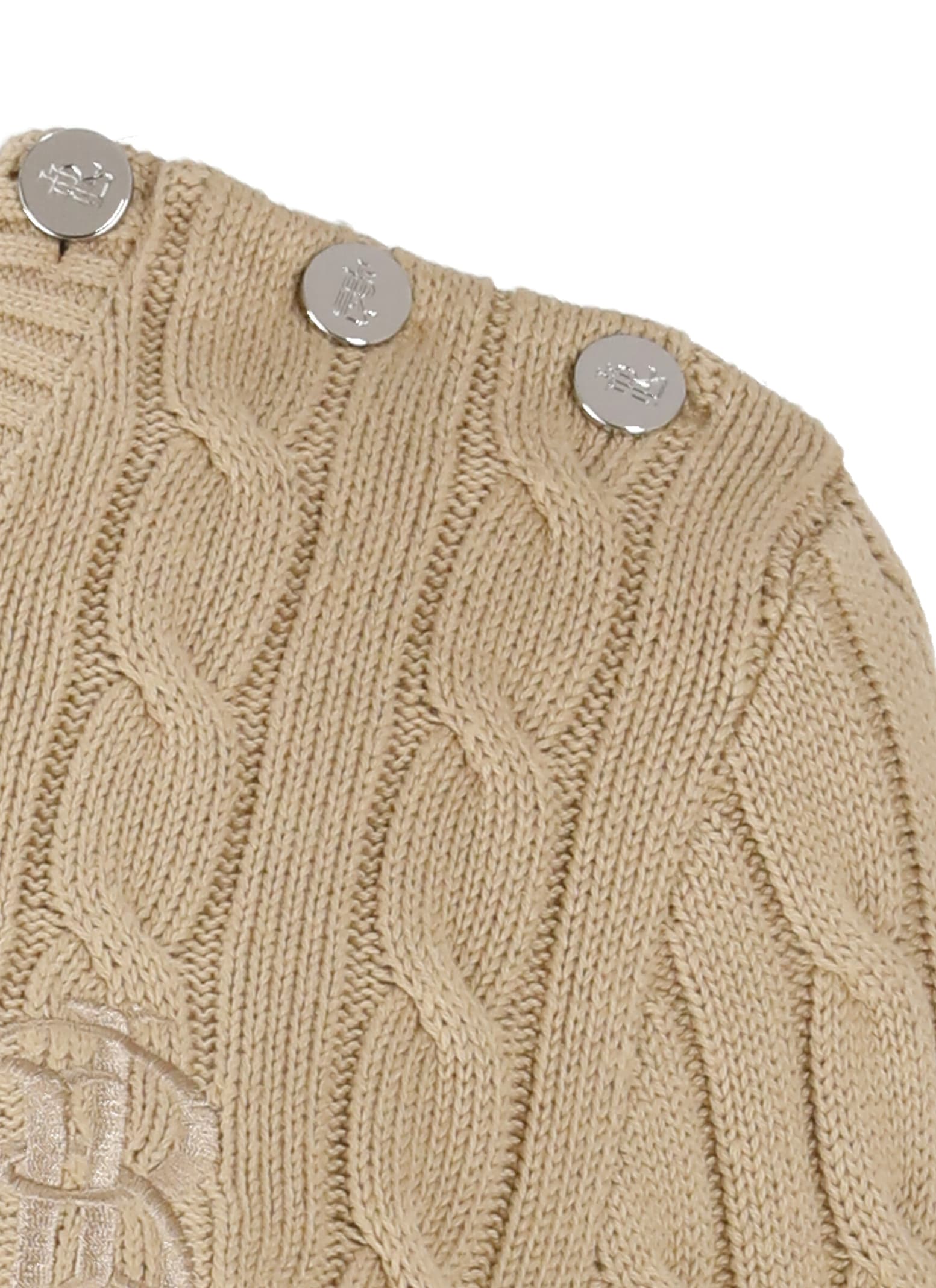 Shop Ralph Lauren Sweater With Embroidered Logo In Beige