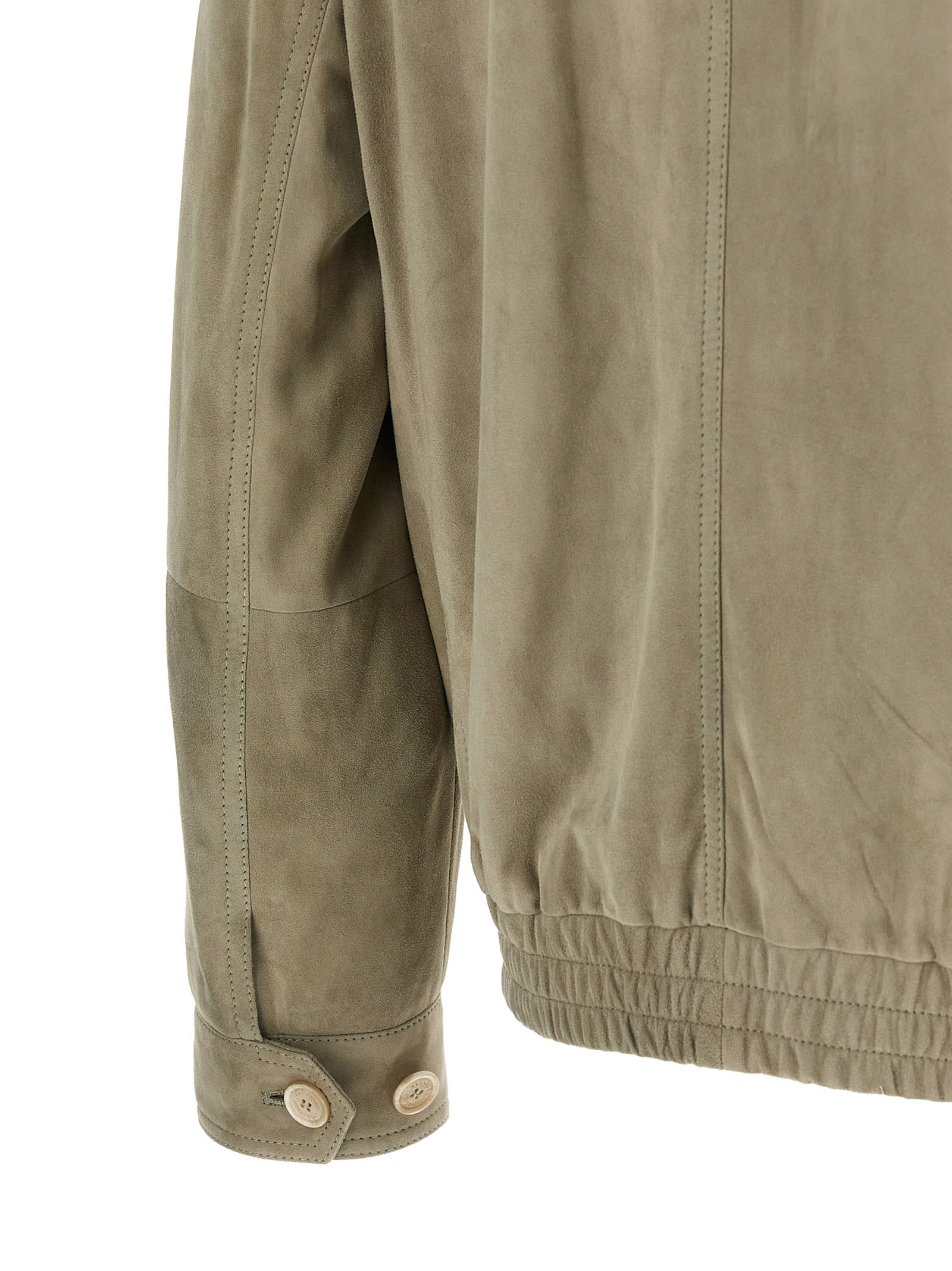 Shop Brunello Cucinelli Suede Jacket In Gray