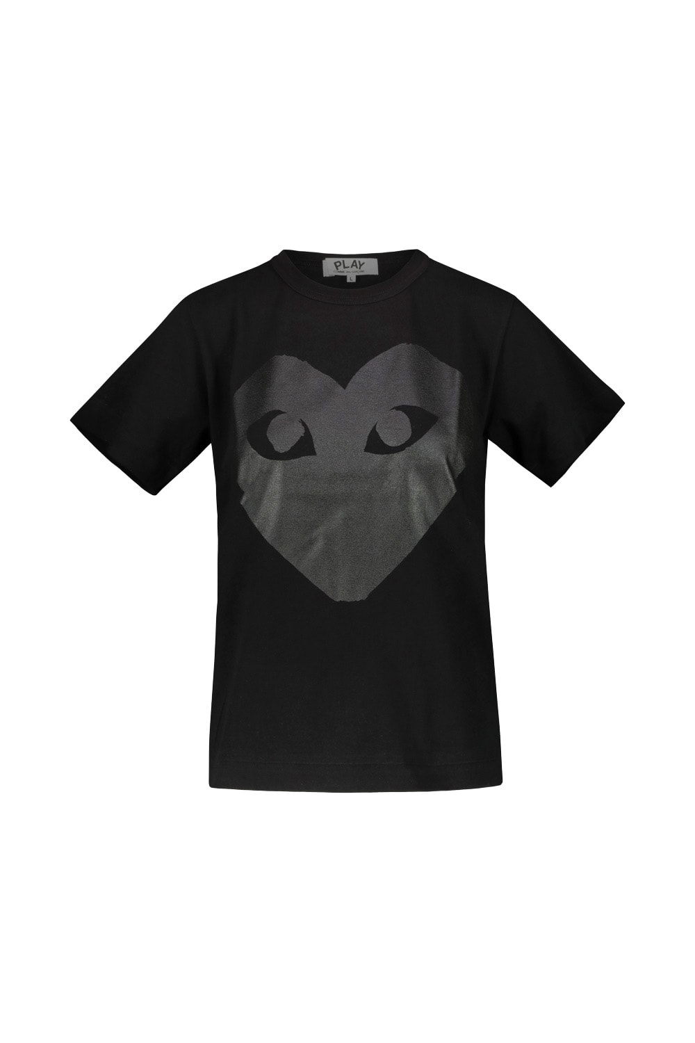 Comme Des Garçons Play Black Short Sleeve T-shirt With Black Printed Heart On The Front And Back In Blk