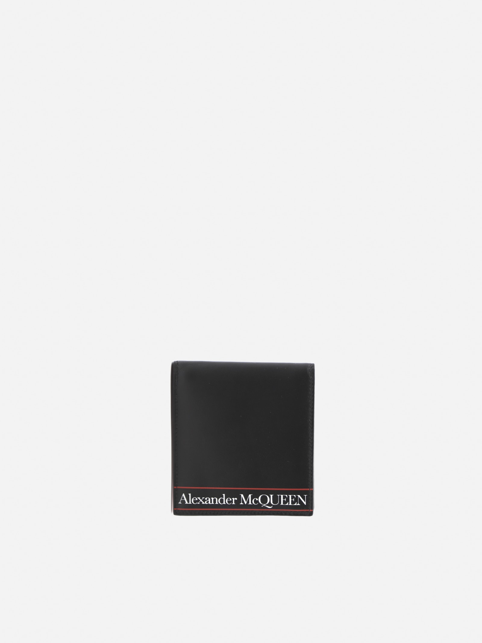 Alexander McQueen Bifold Wallet In Leather With Contrasting Logo Print
