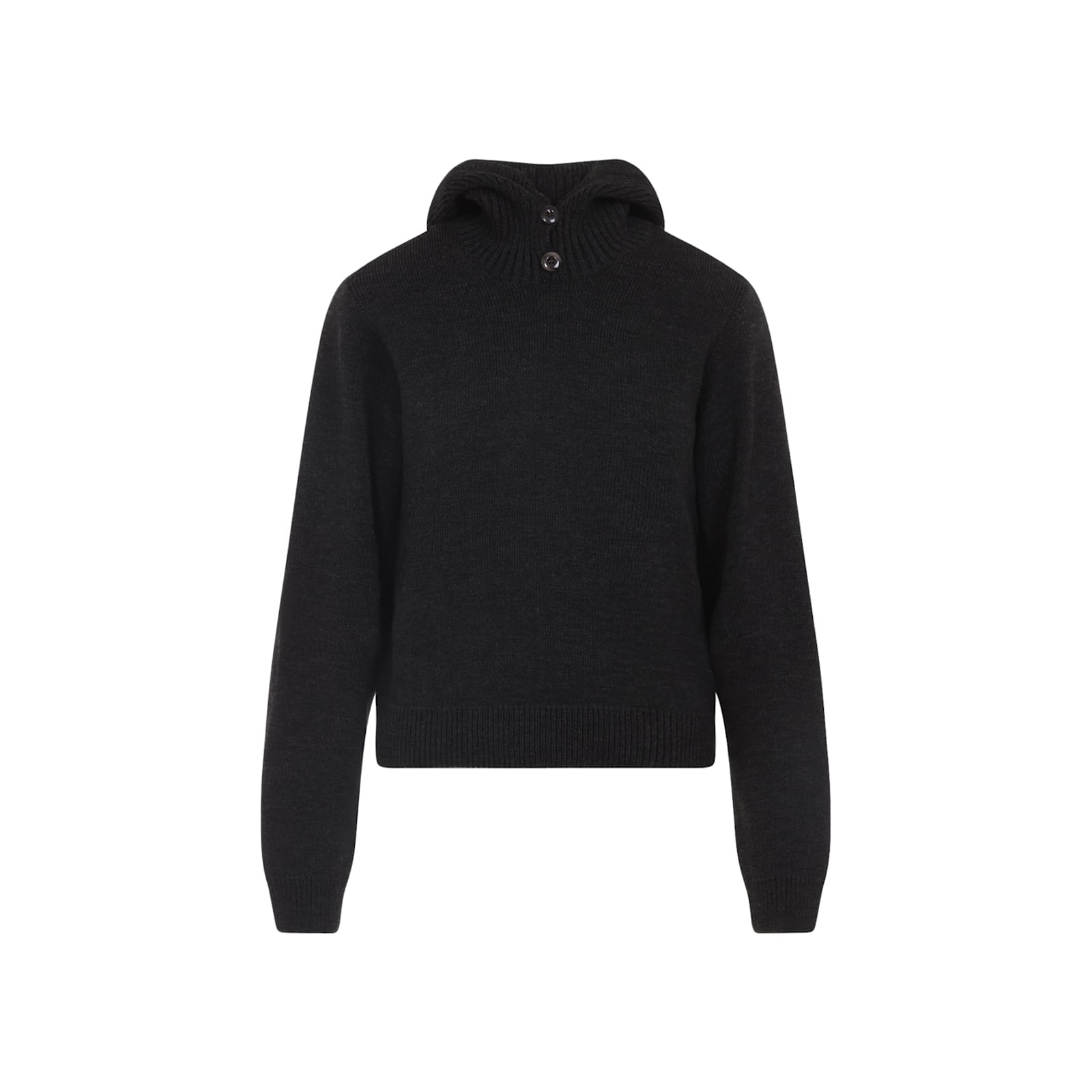 Lemaire Hooded Sweater Featuring Button Detail In Black