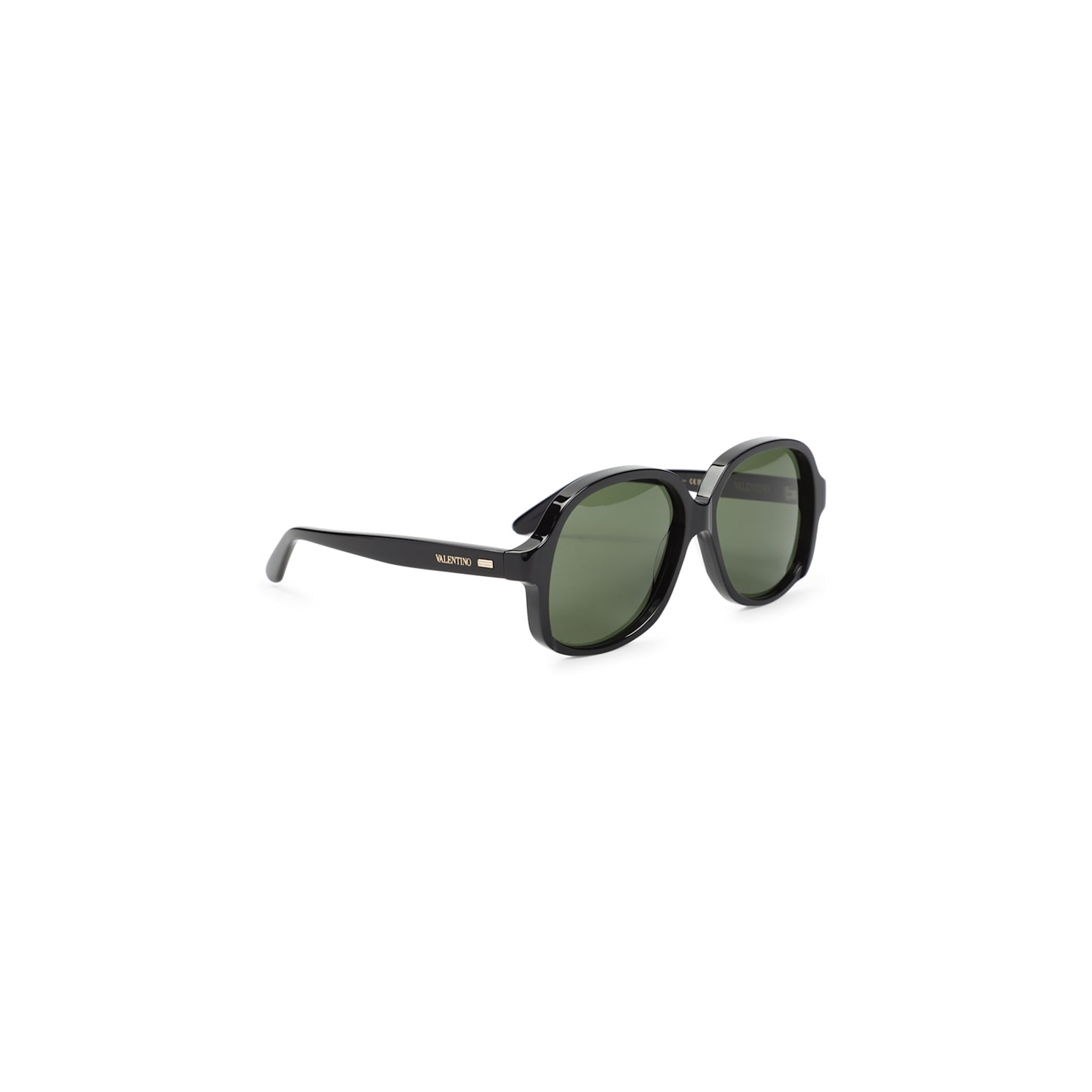 Valentino Vintage Black Acetate Sunglasses With Gold-tone Detail In Blk Gld