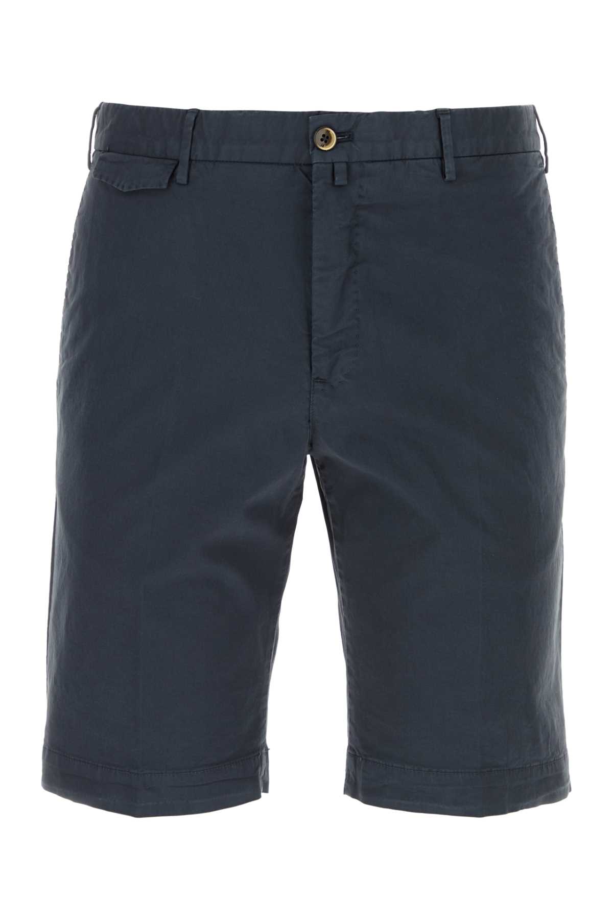 Navy Blue Stretch Cotton Bermuda Shorts