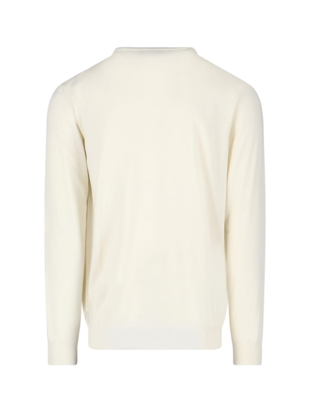 Zanone Crew Neck Long Sleeve Sweater With Ribbed Cuffs In Neutral