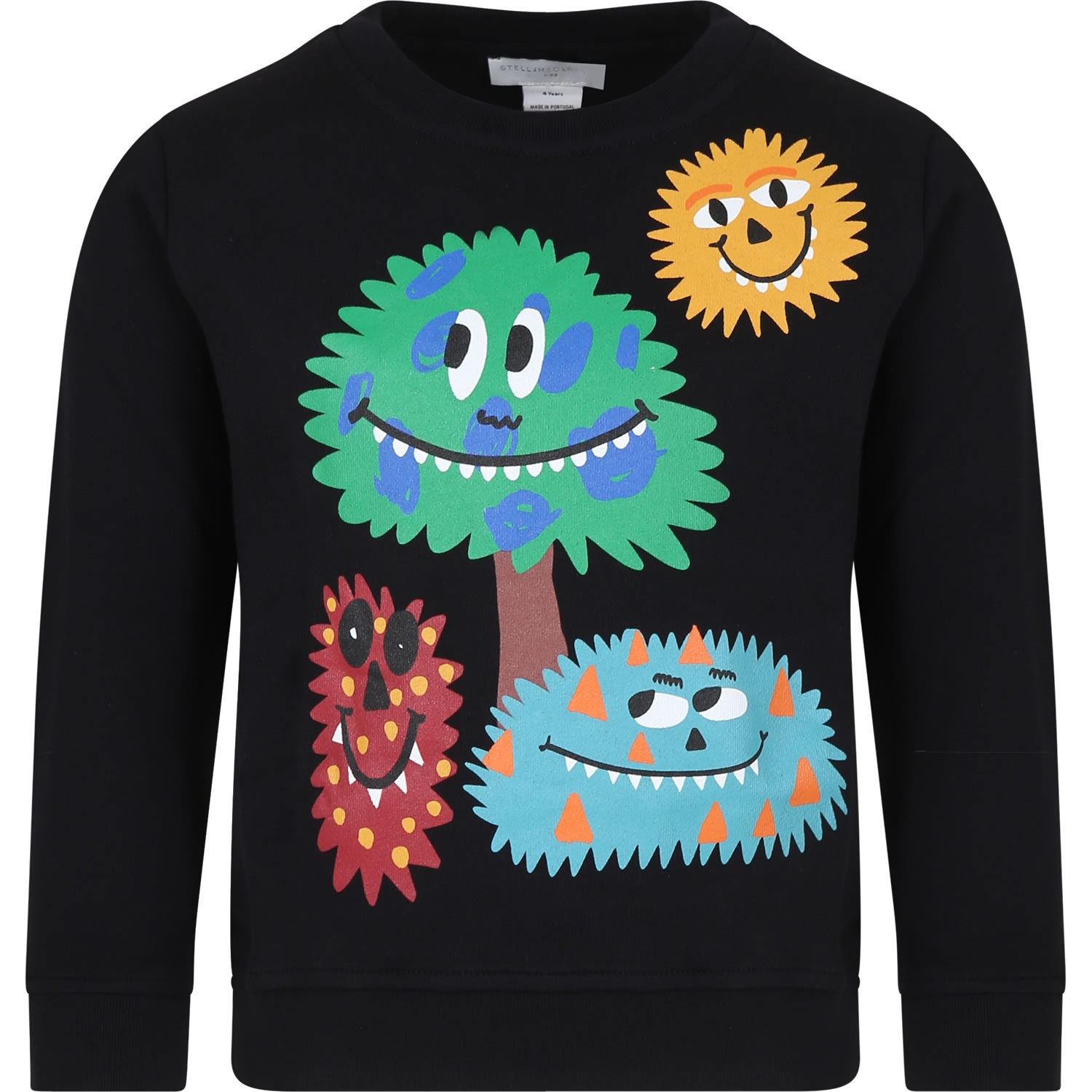 Stella Mccartney Kids' Black Sweatshirt For Boy With Monster Print