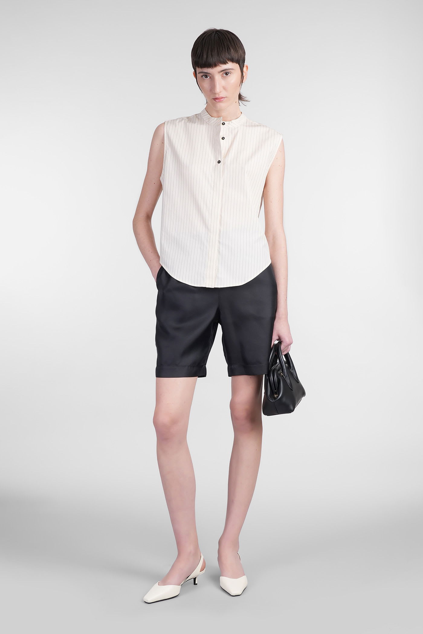 LOULOU STUDIO HALE STRIPES SHIRT IN BEIGE COTTON