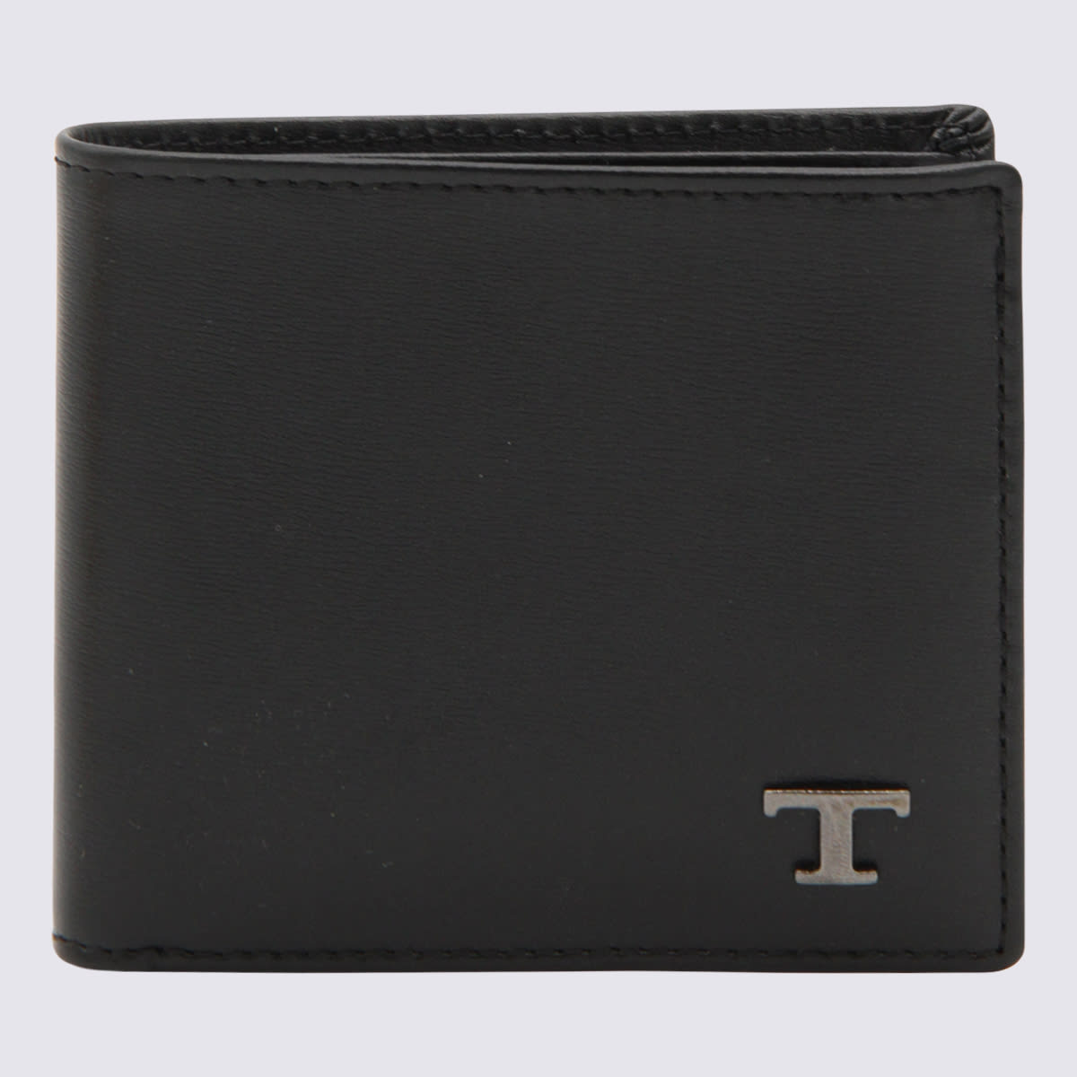 Shop Tod's Black And Silver Leather Wallet