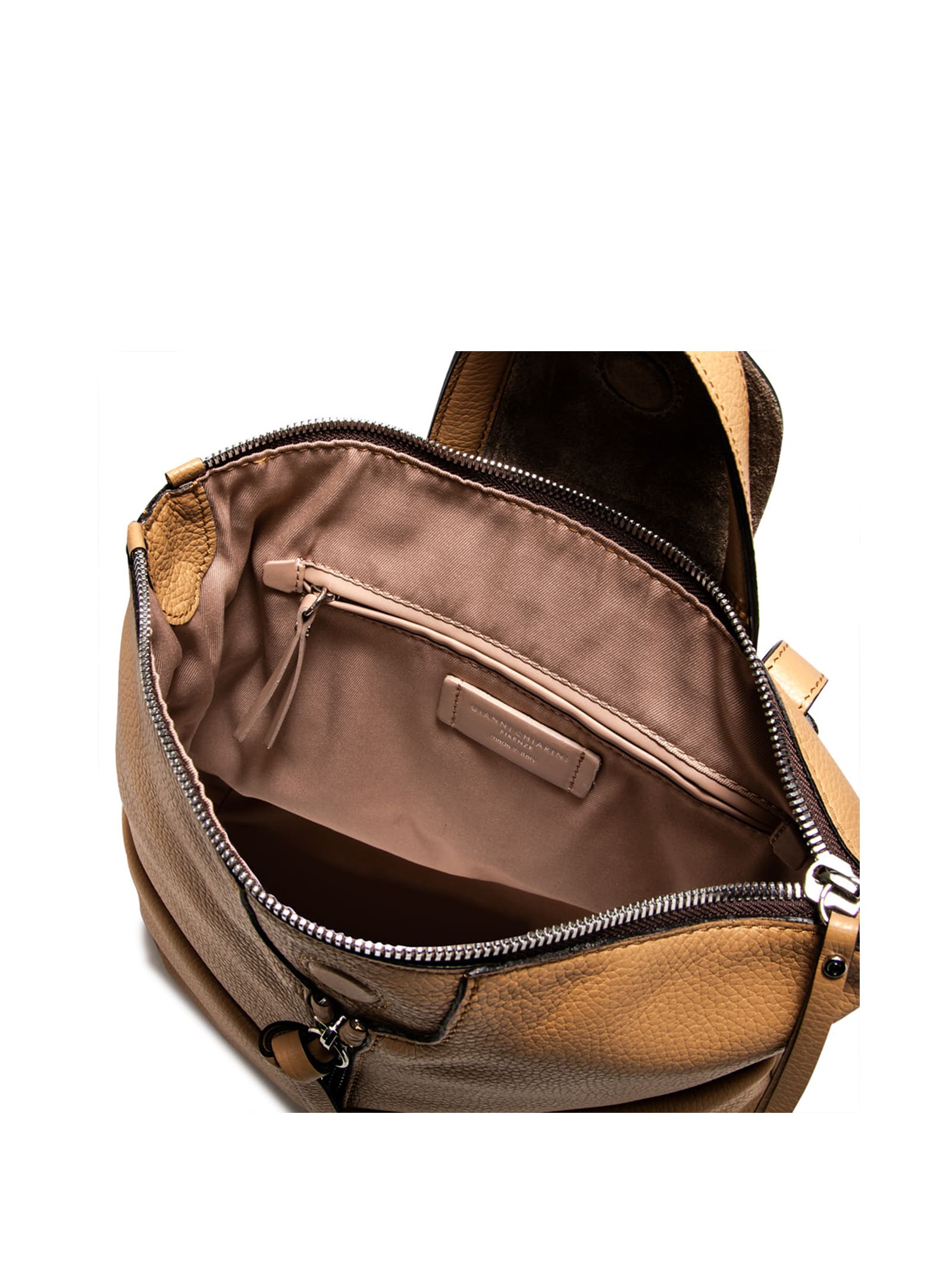 Shop Gianni Chiarini Giada Leather Backpack With Front Zips In Nature