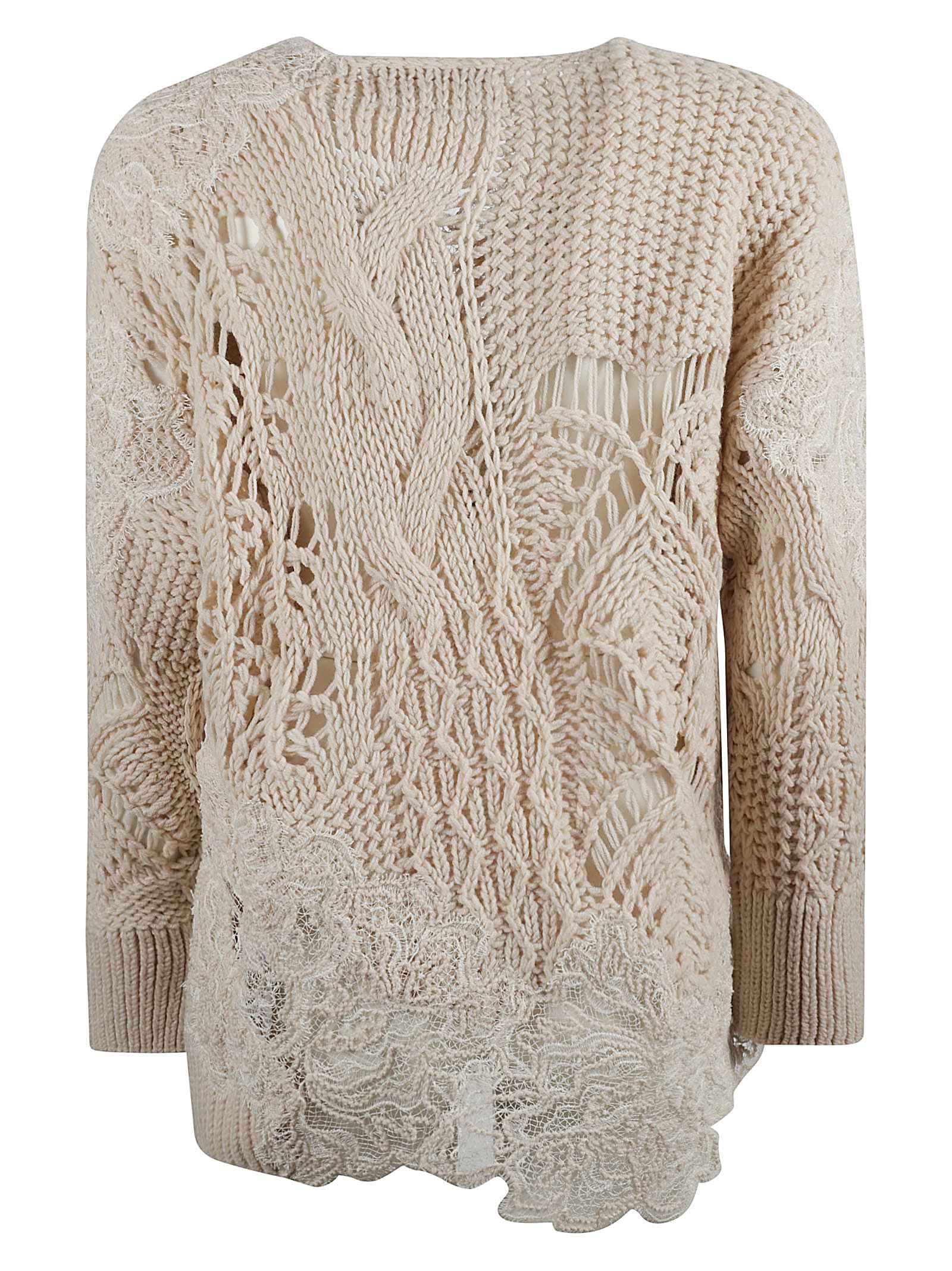 Shop Ermanno Scervino Crochet Knit Sweater In Ecru